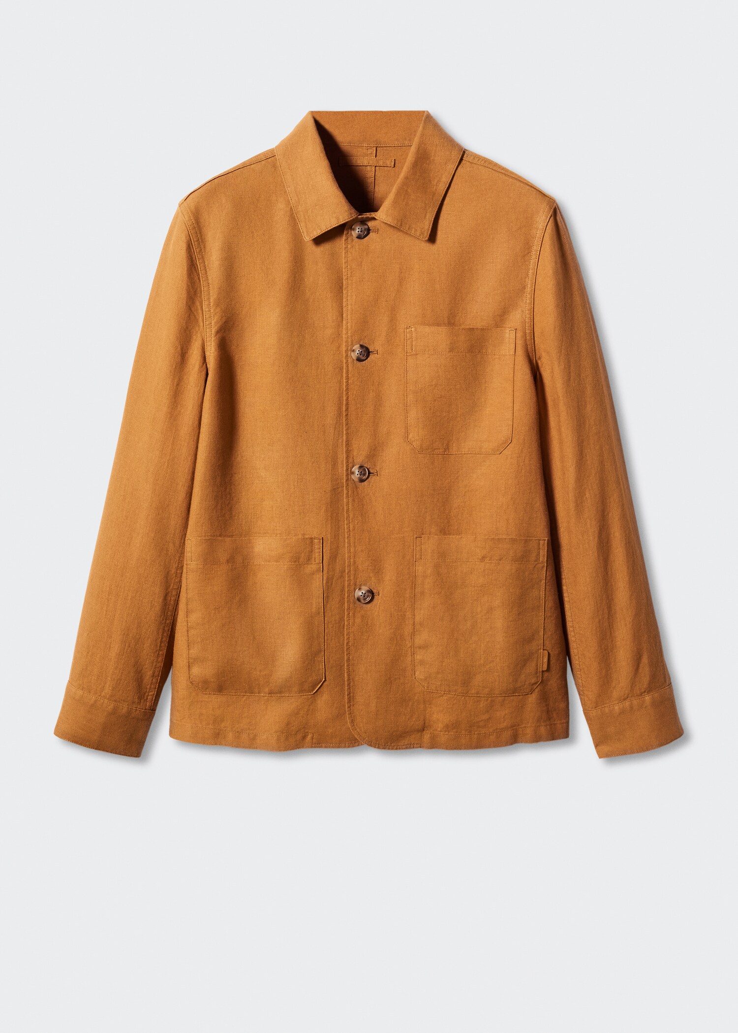 เสื้อโอเวอร์เชิ้ตผ้าลินิน 100% มีกระเป๋า - สินค้าที่ไม่มีแบบ