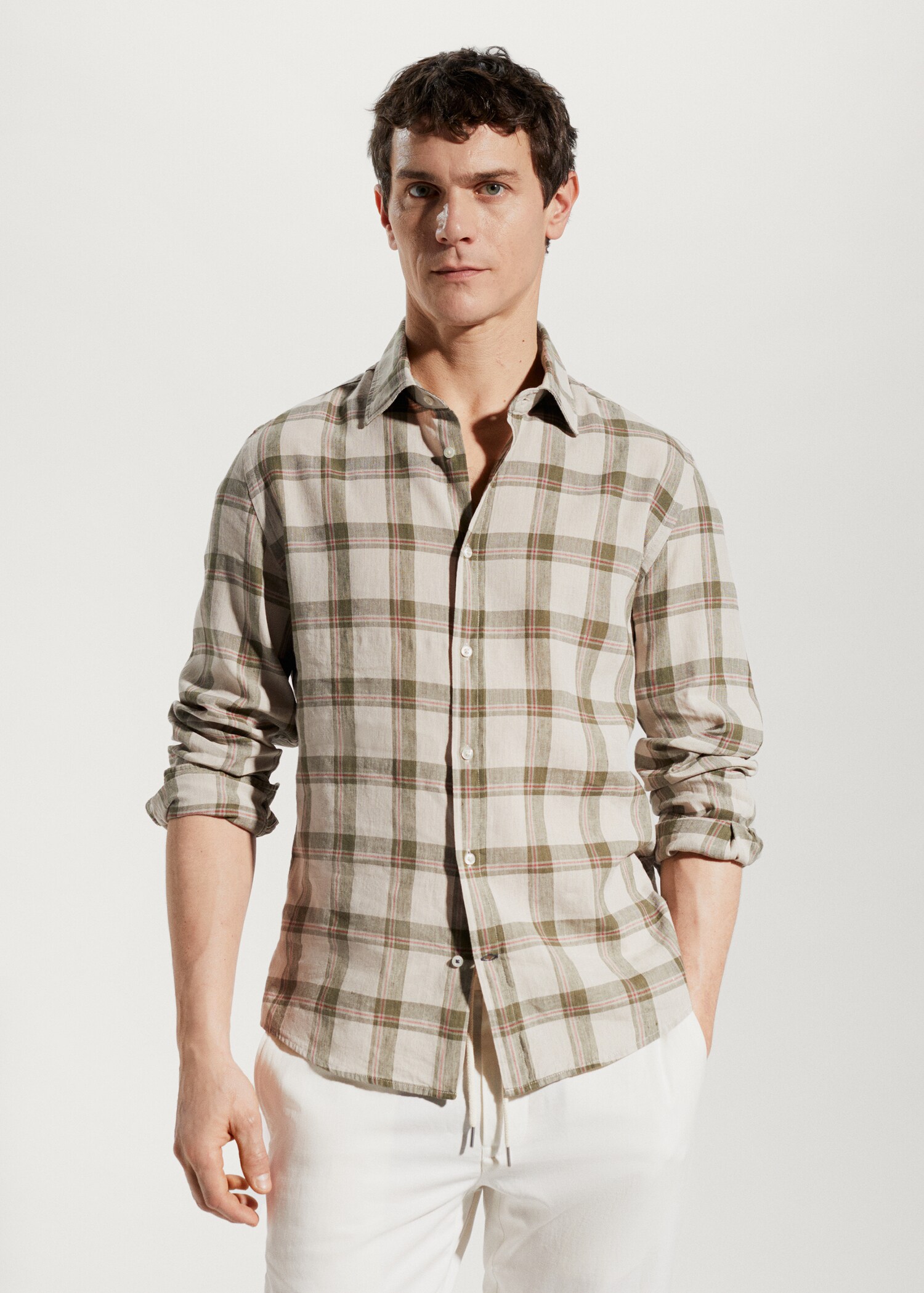 100% linen check shirt - Medium plane
