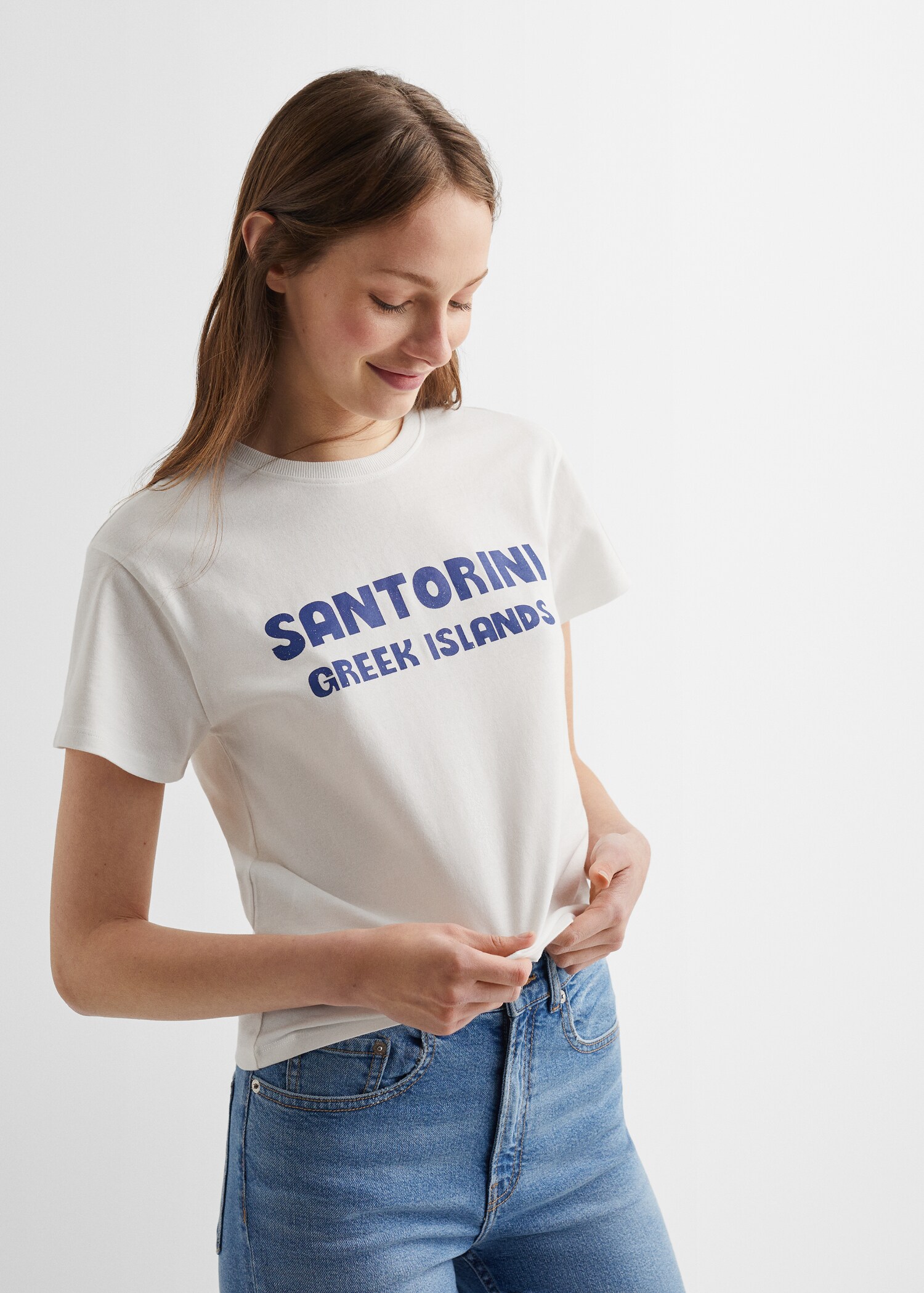 Tricou cu mesaj imprimat - Plan mediu