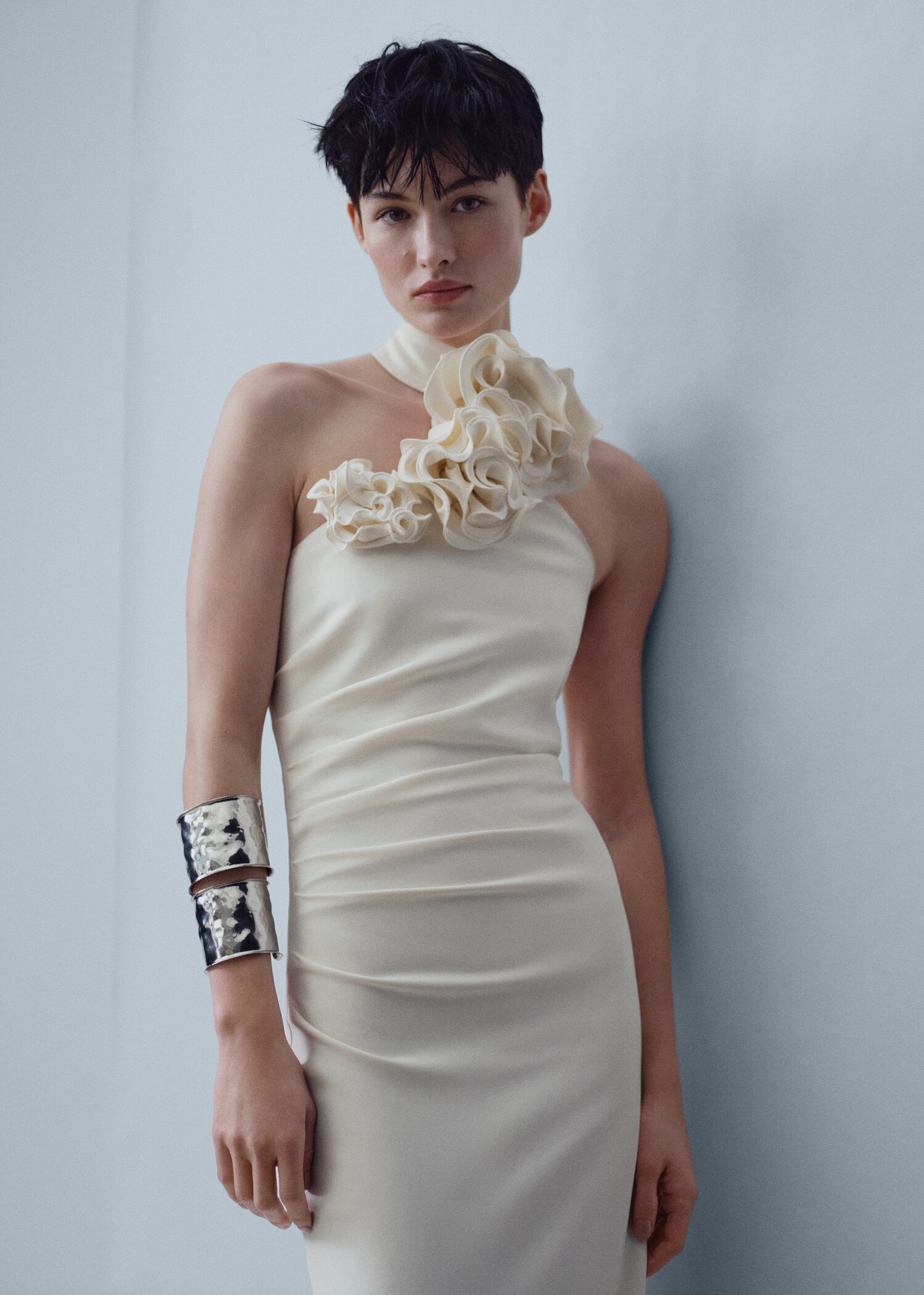 Maxi flower dress with opening - Medium plane