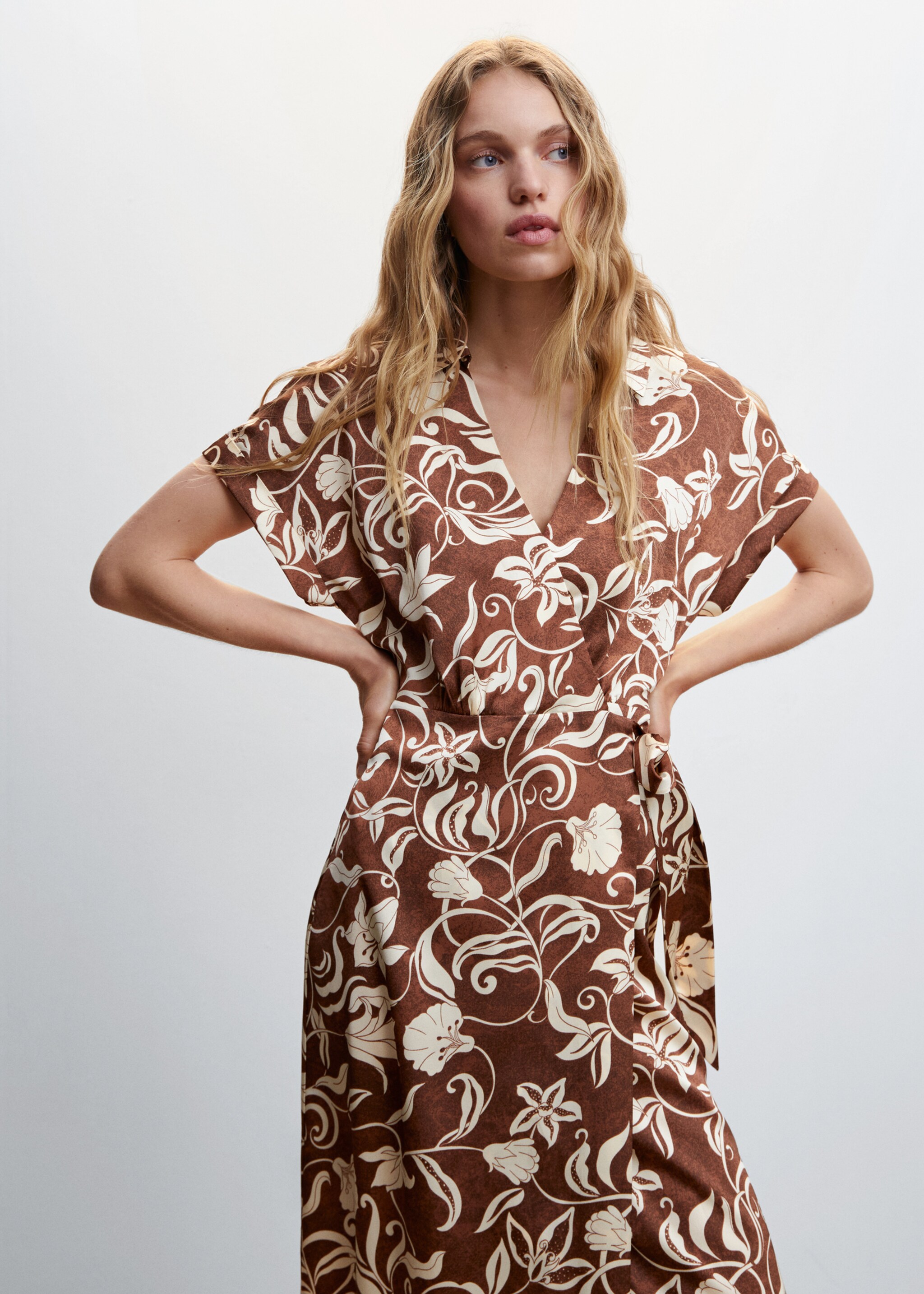 Print wrap dress - Medium plane, Brown. Ref: 47017118-00.