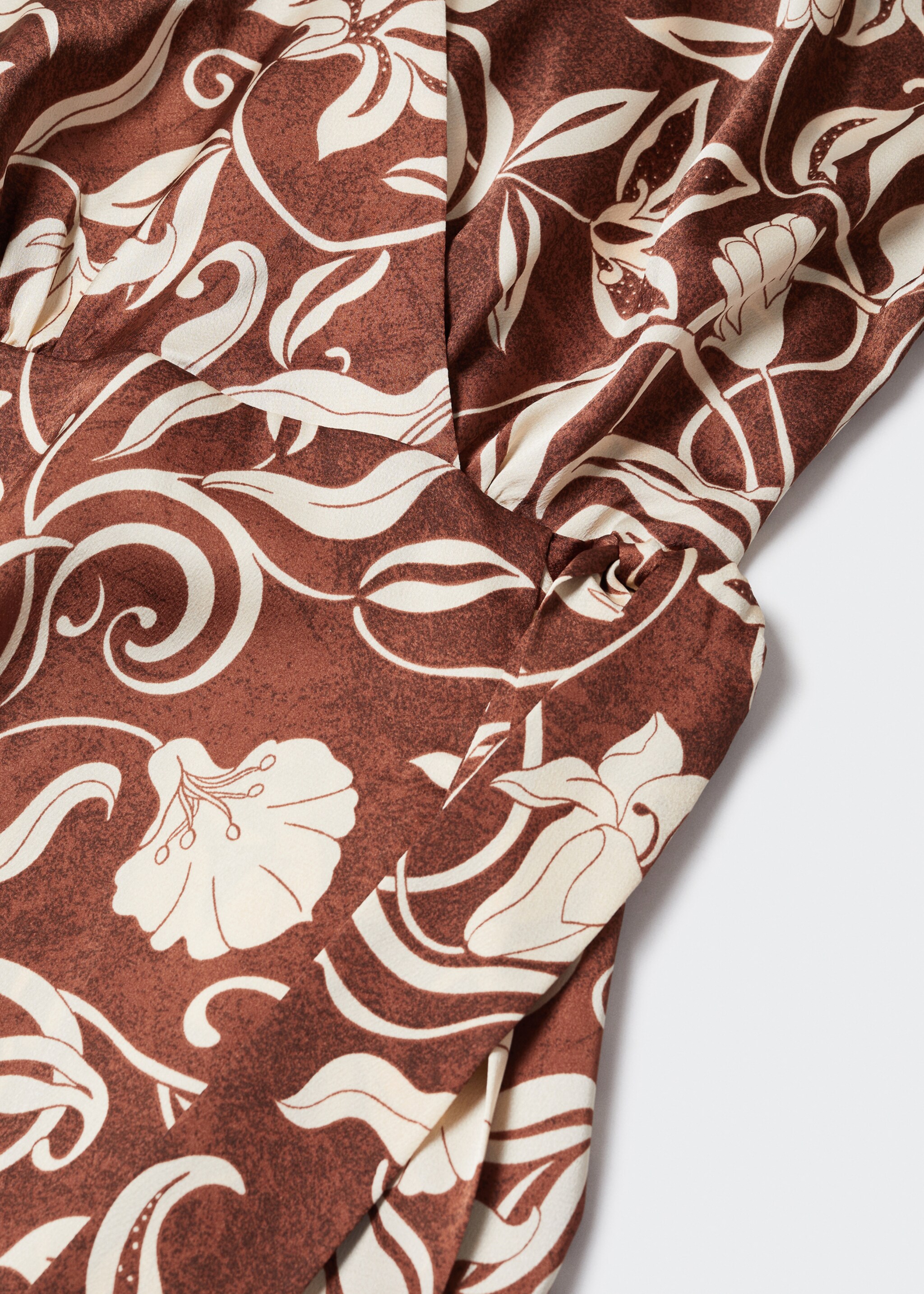 Print wrap dress - Details of the article 8, Brown. Ref: 47017118-00.