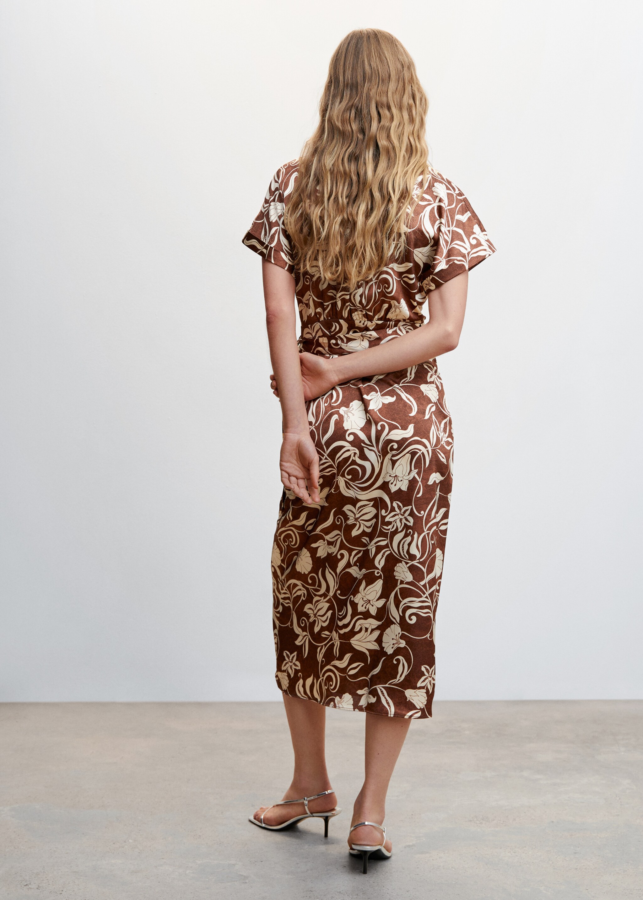 Print wrap dress - Reverse of the article, Brown. Ref: 47017118-00.