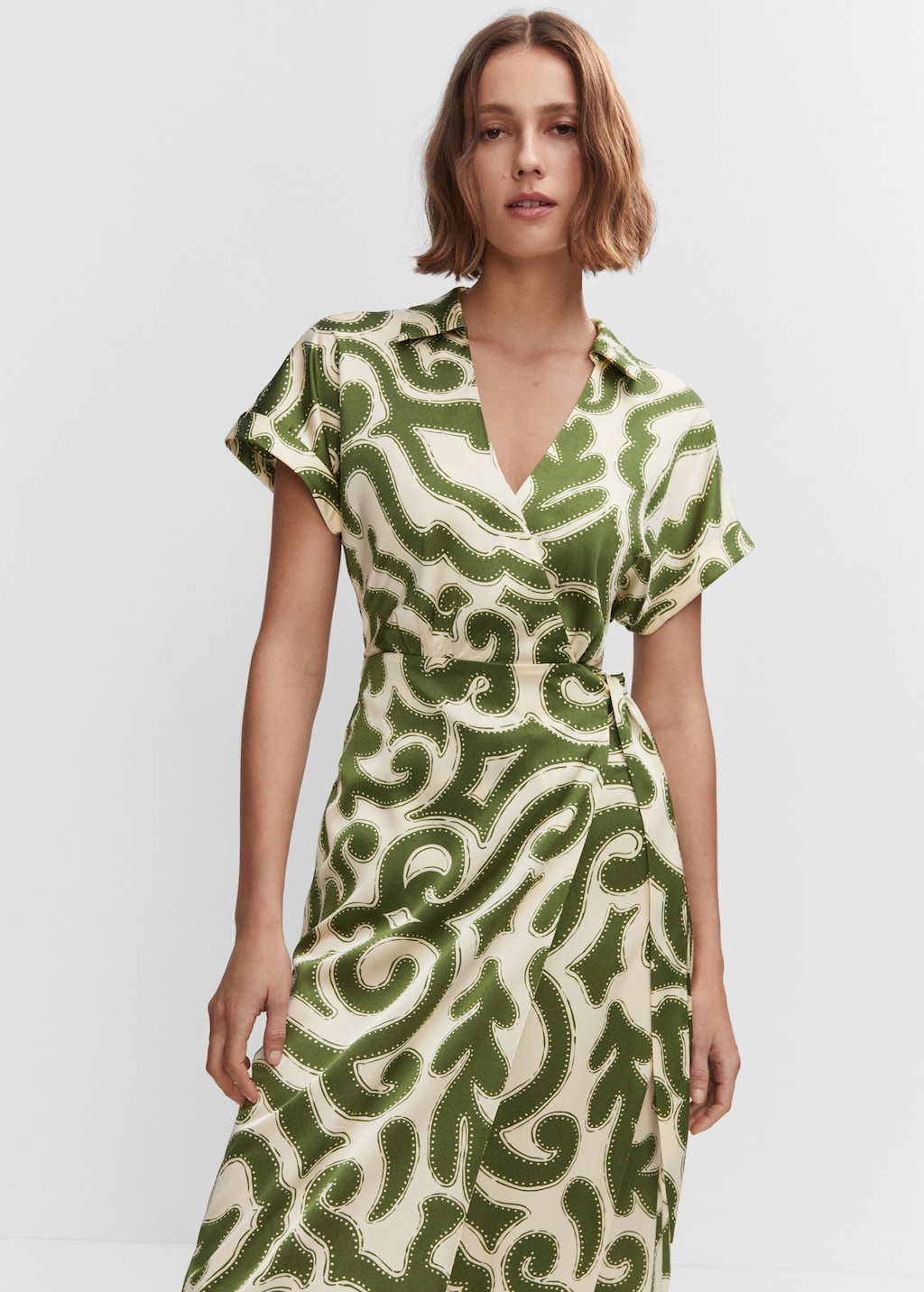 Mango green wrap dress deals
