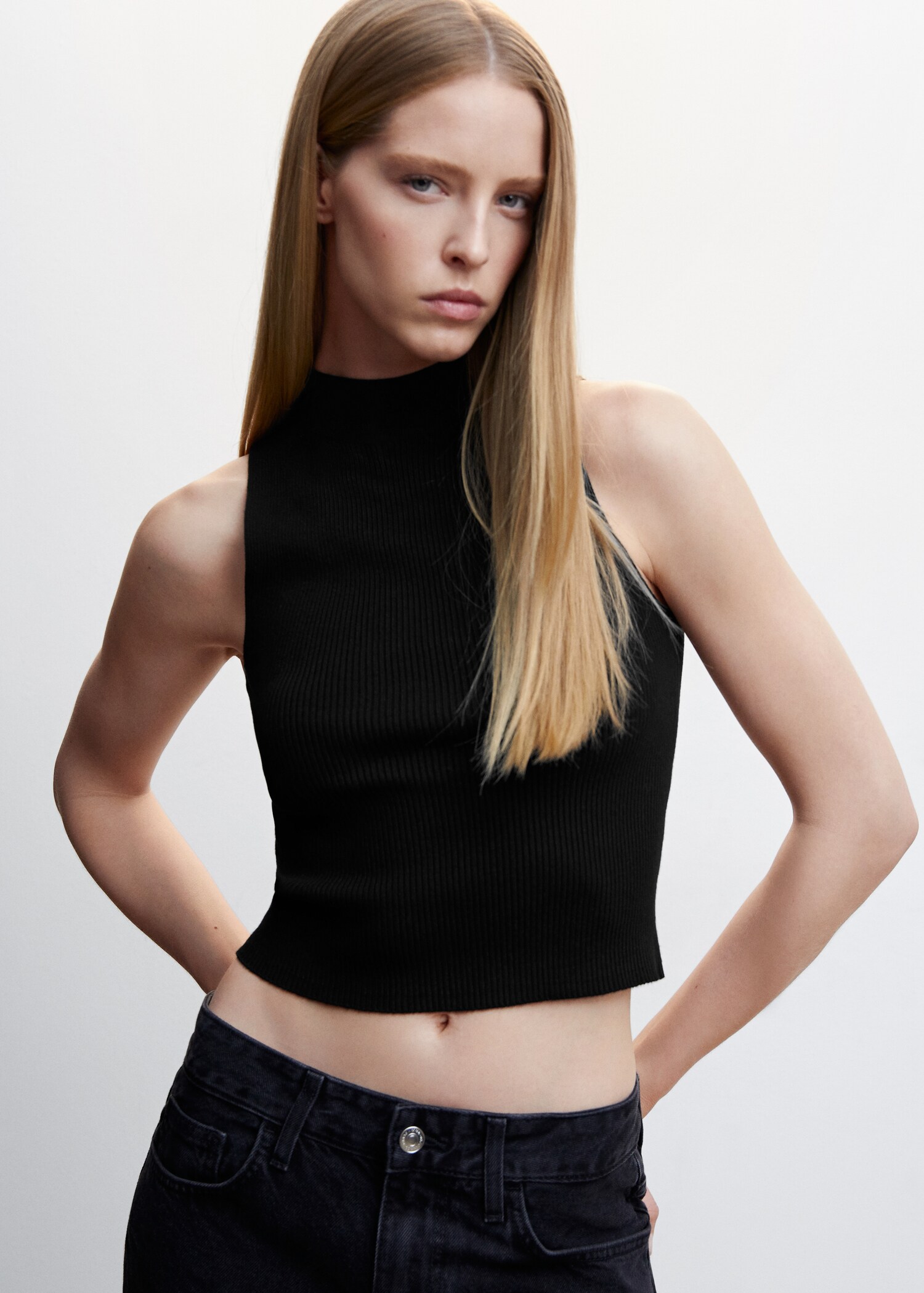 High collar ribbed top - Medium plane