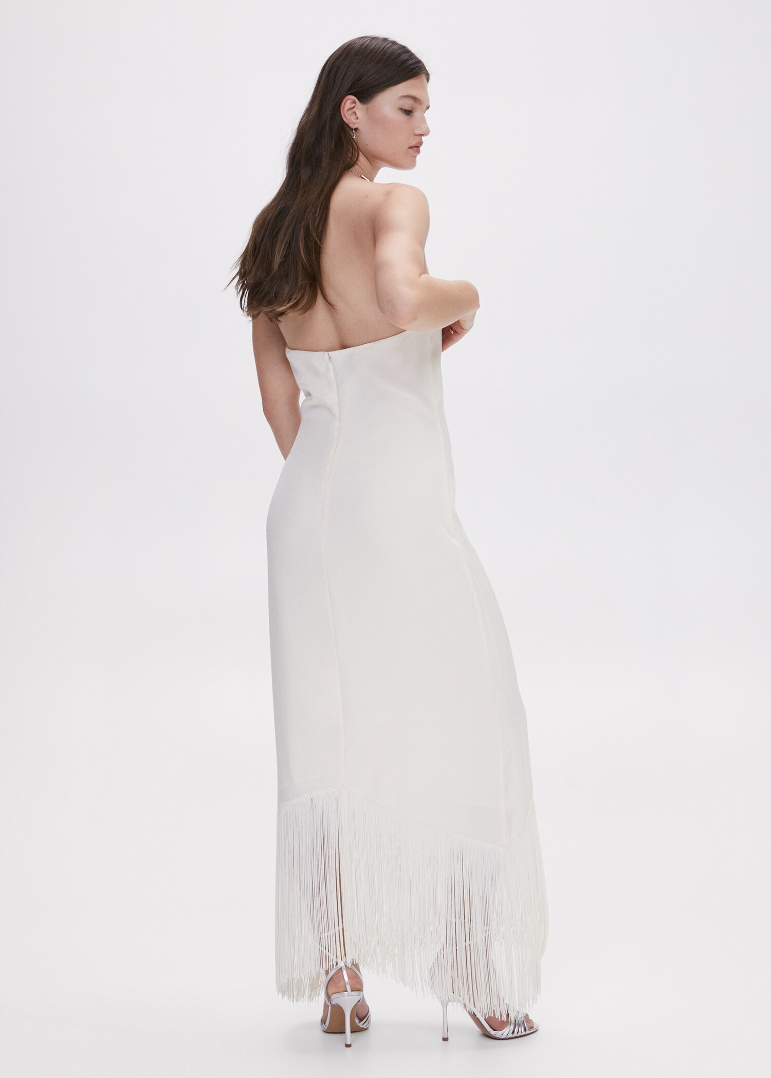 Vestido flecos cuello halter - Reverso del artículo