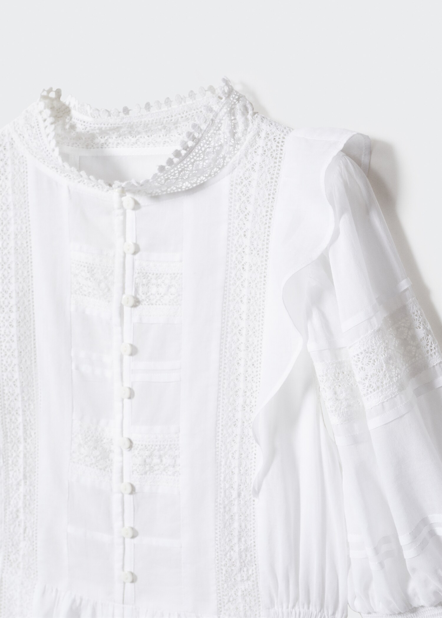 Puff-sleeved embroidered dress - Details of the article 8
