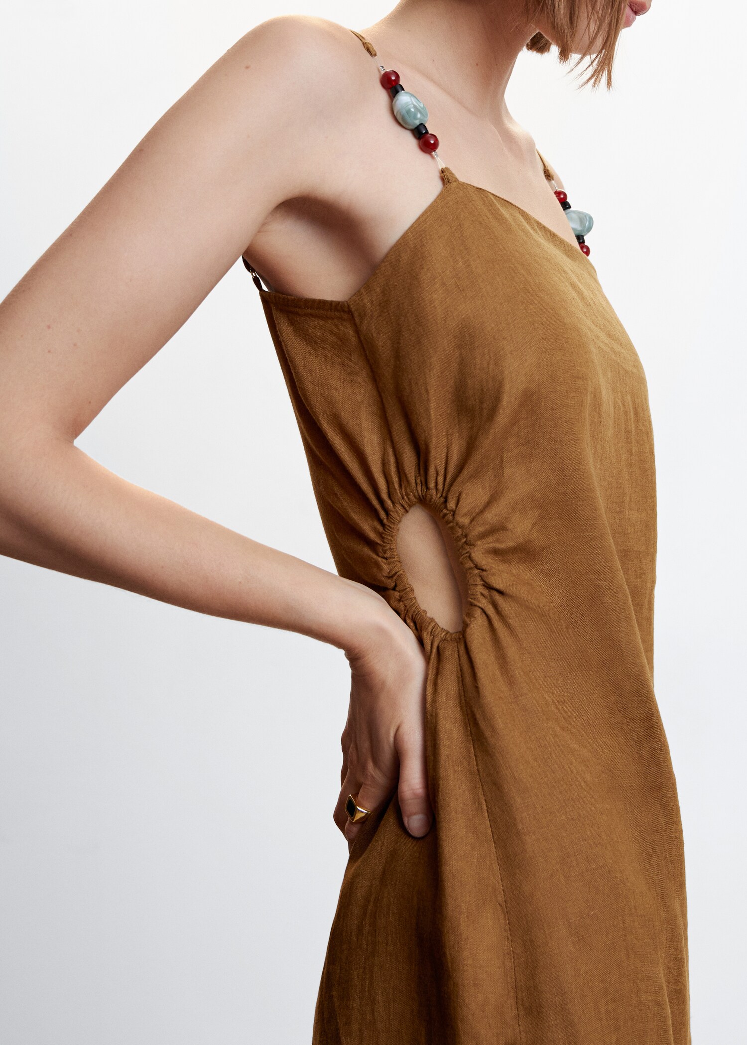 Linen dress with stone detail - Details of the article 1