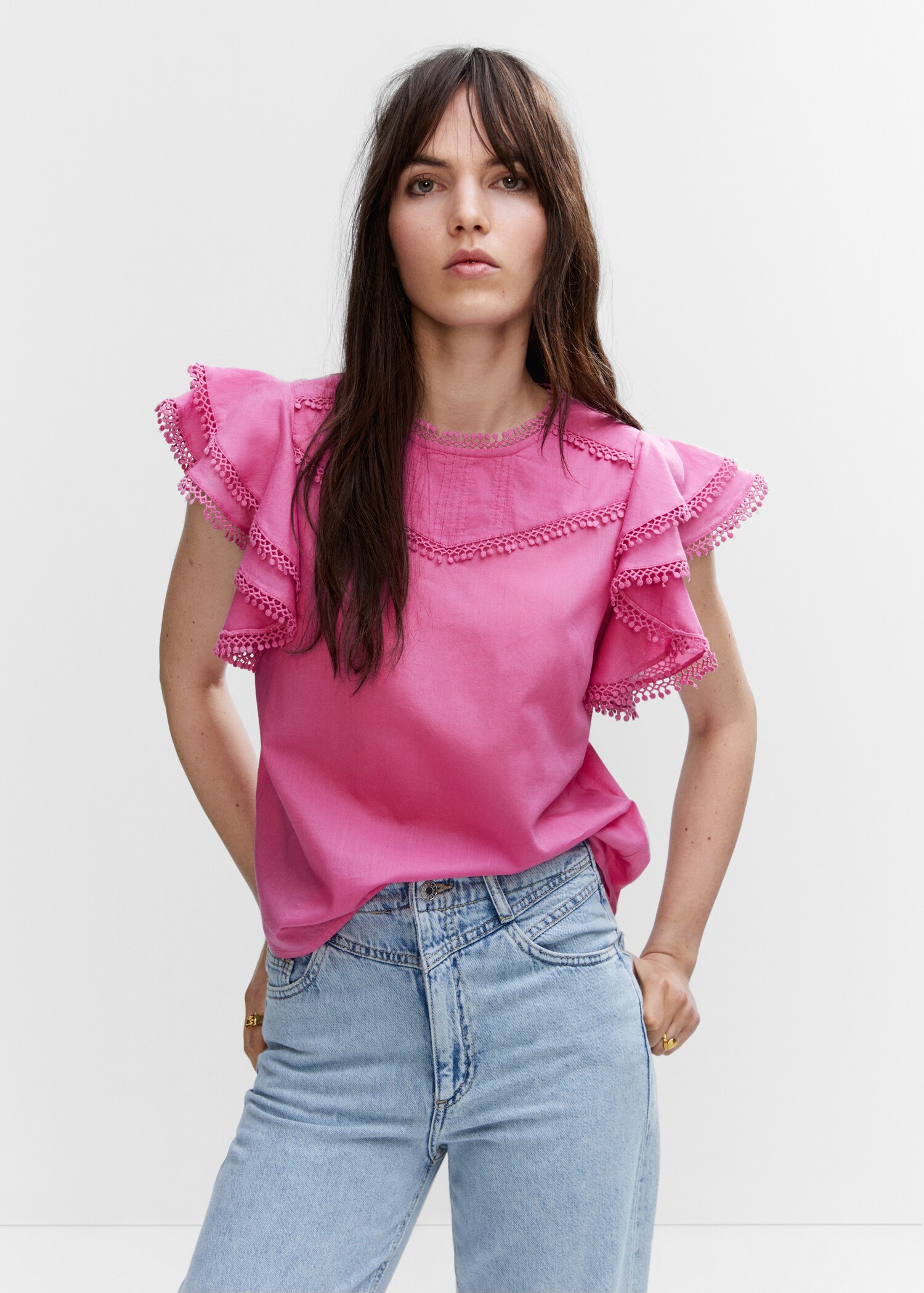 Frills embroidered shirt - Medium plane