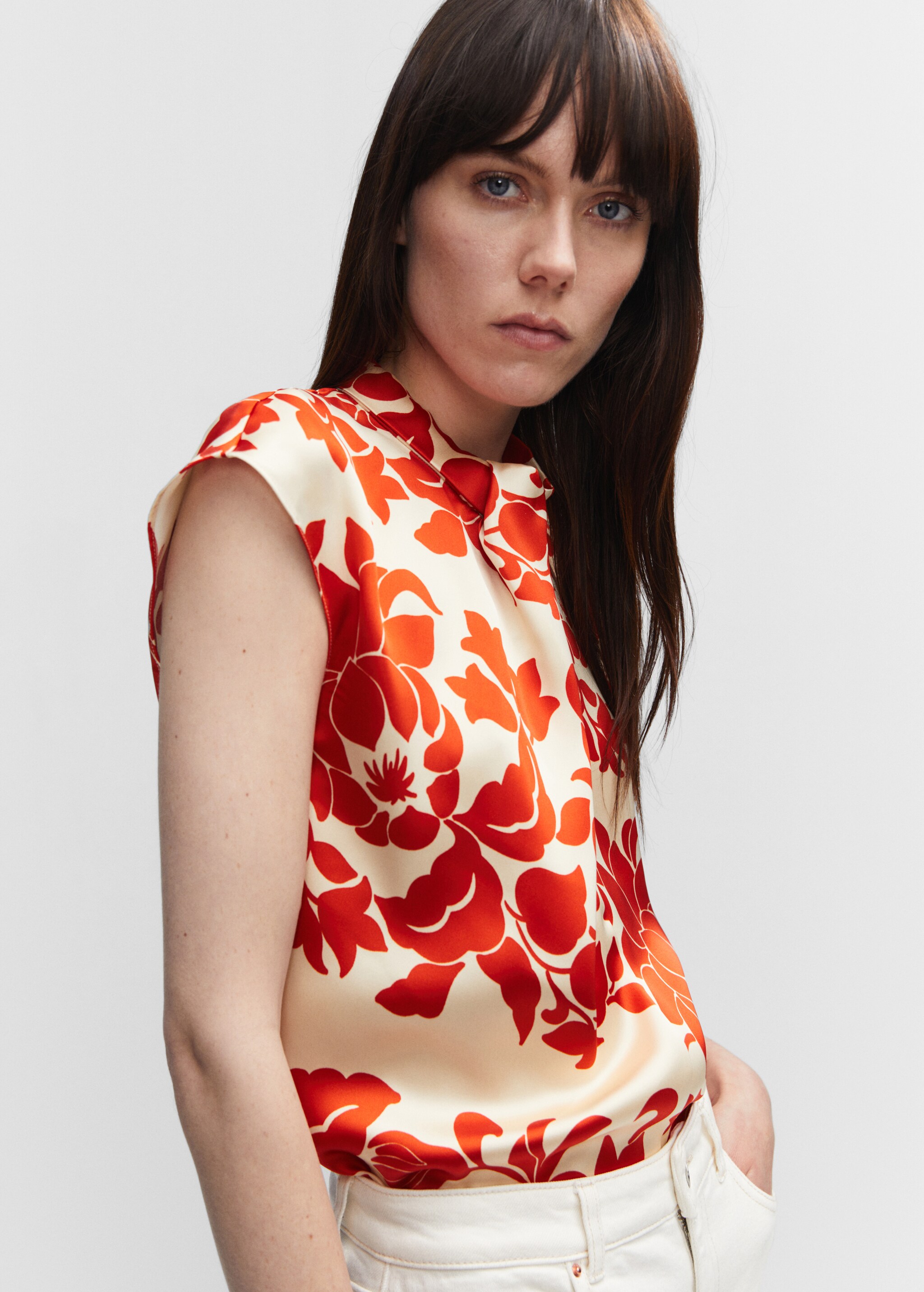 Floral satin blouse - Details of the article 1