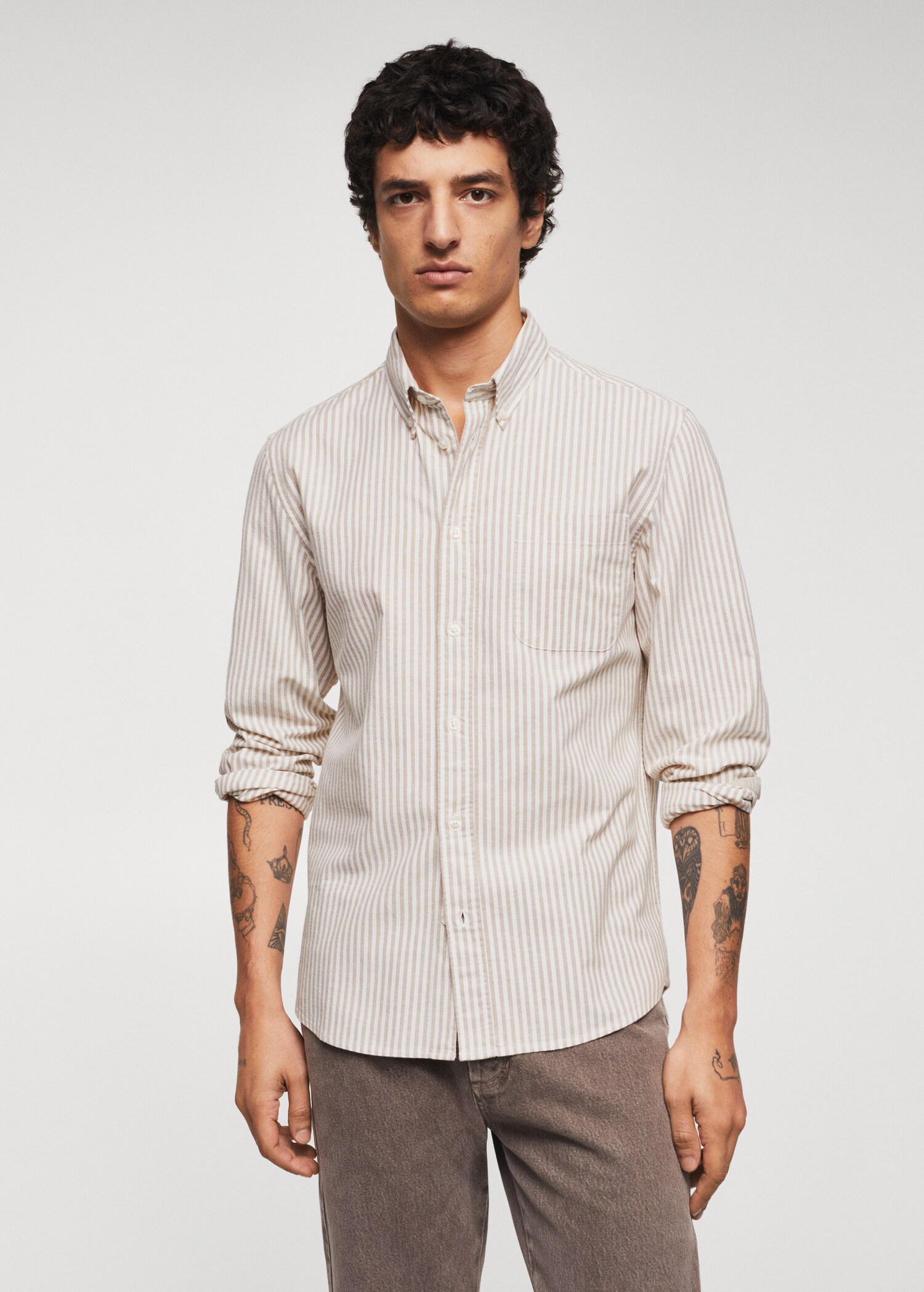 Camisa regular fit algodón rayas - Plano medio