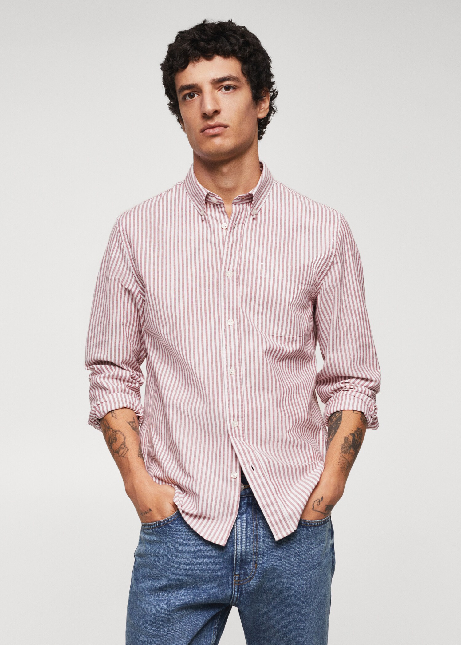 Regular-fit cotton striped shirt - Medium plane