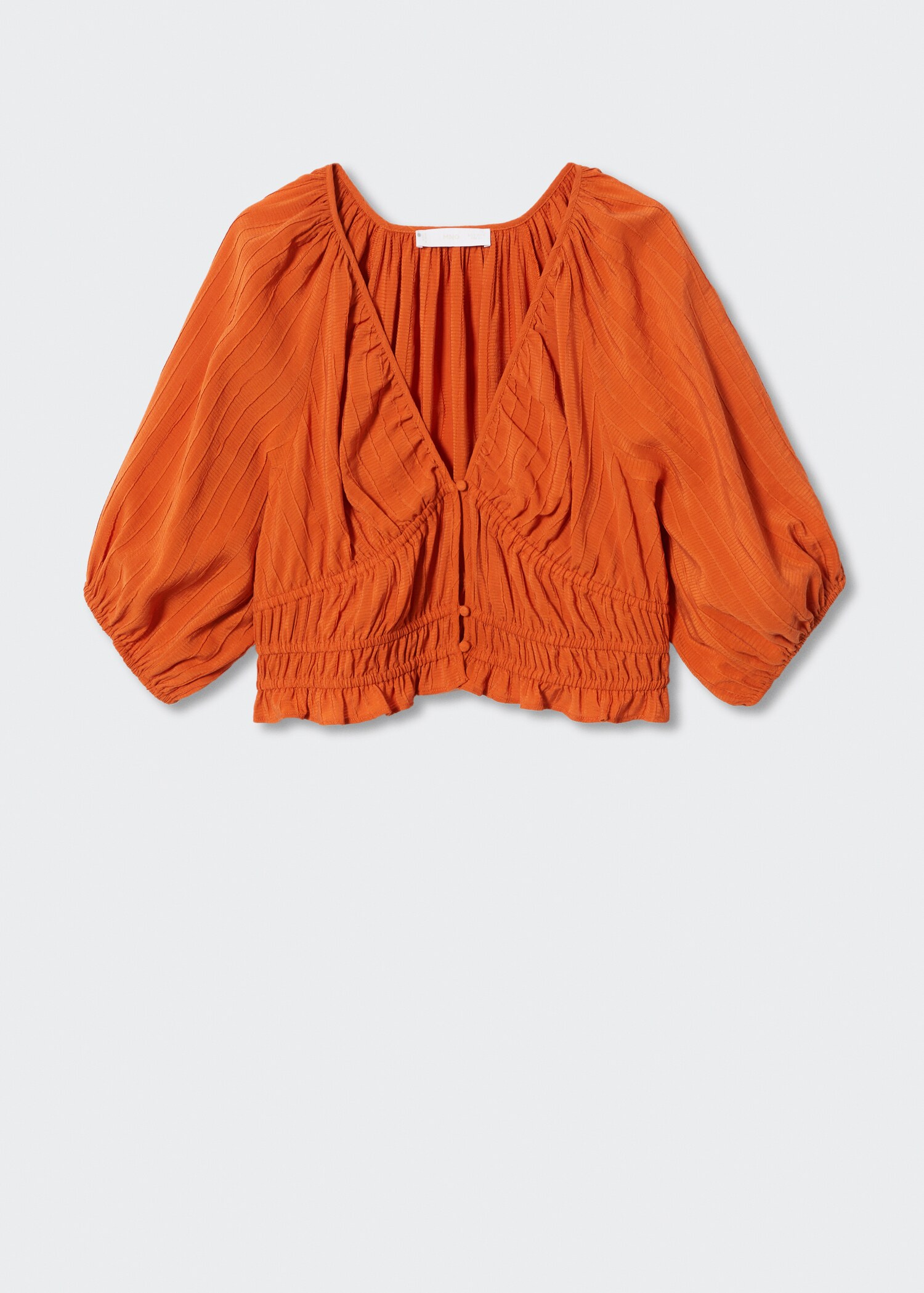 Bluse med rynker og puffede ermer - Artikkel uten modell
