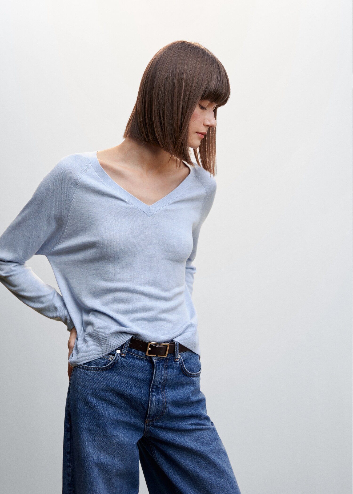 Fine-knit V-neck sweater - Medium plane