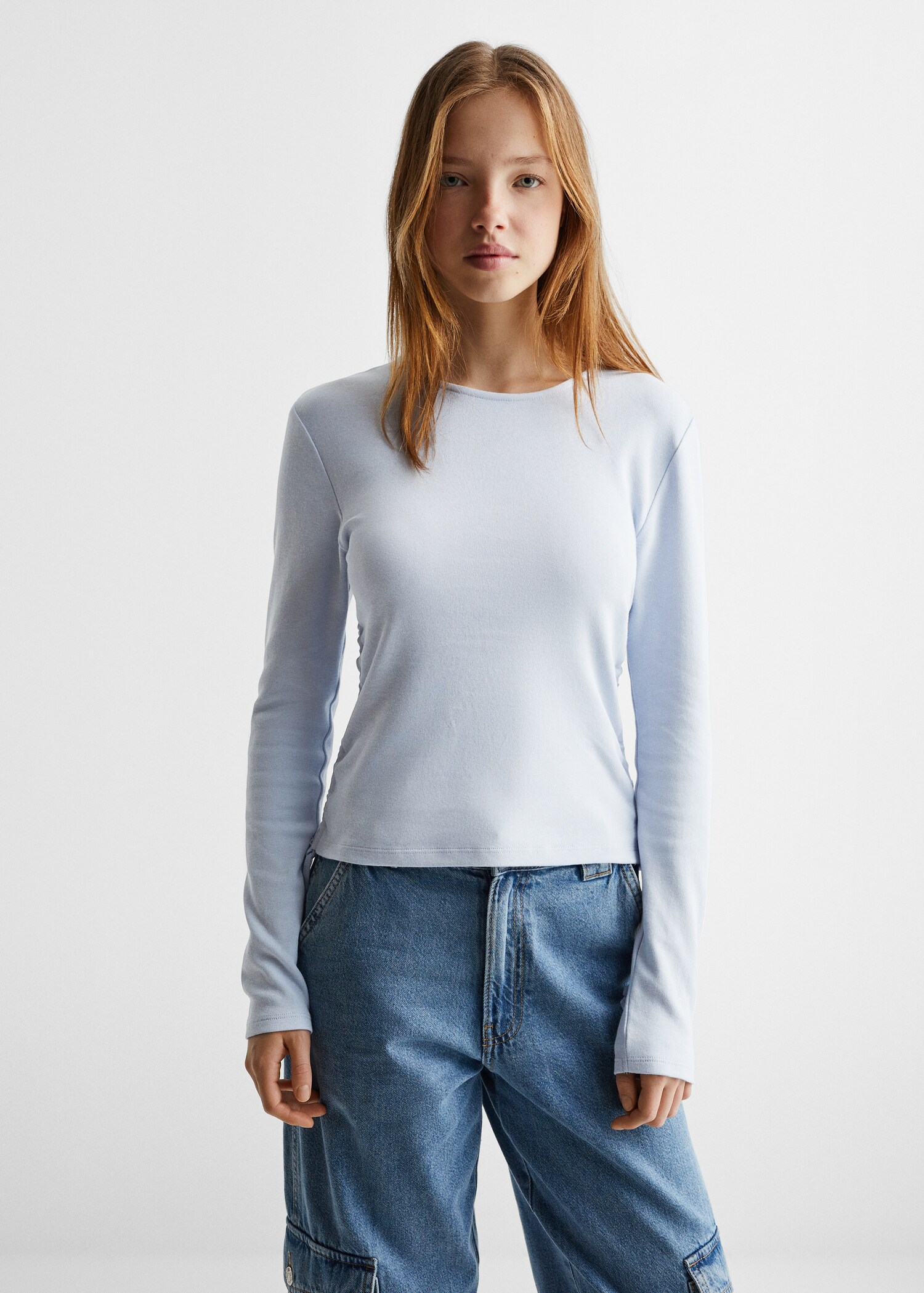 T-shirt maille détail froncé - Plan moyen