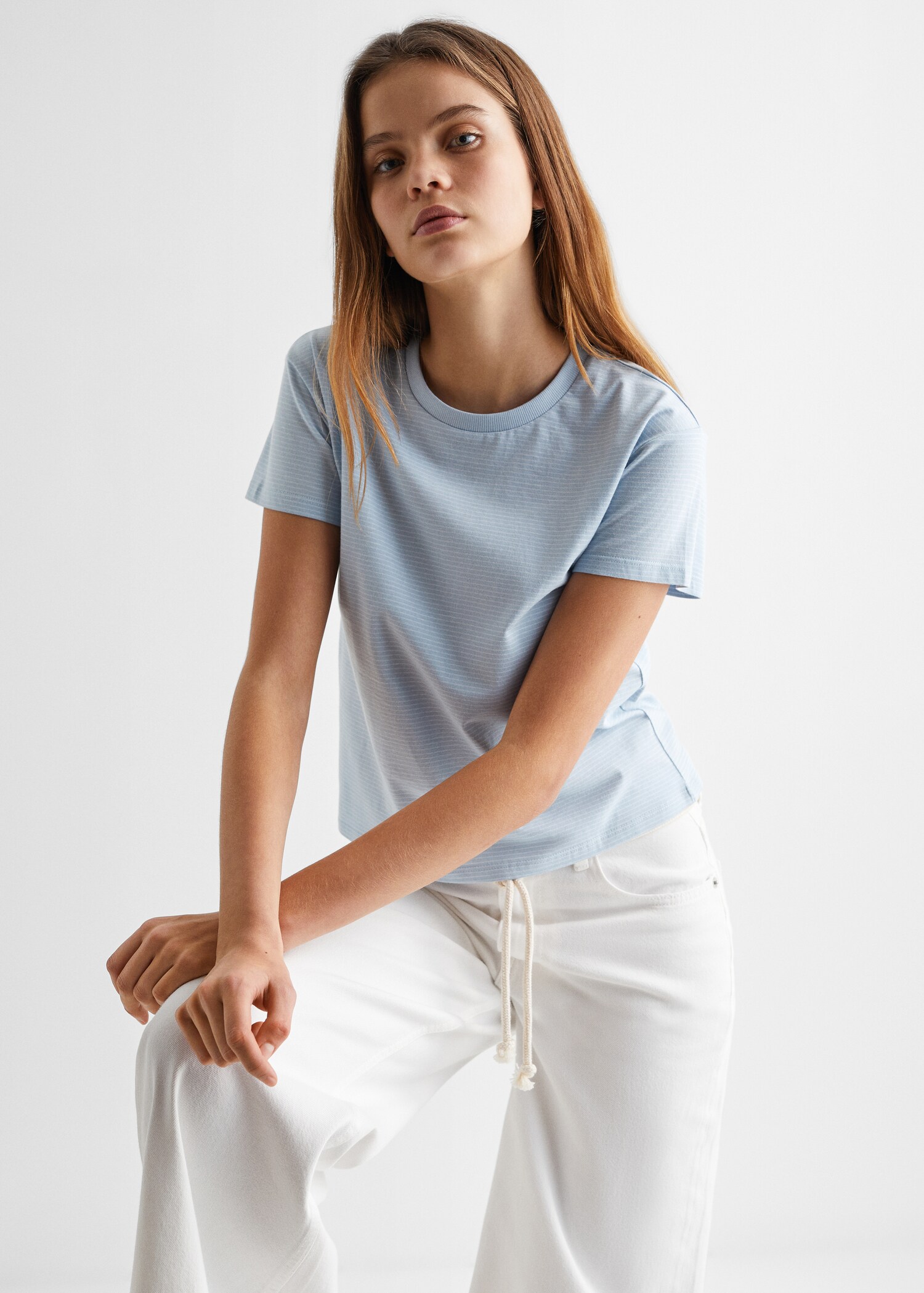 Striped cotton T-shirt - Medium plane