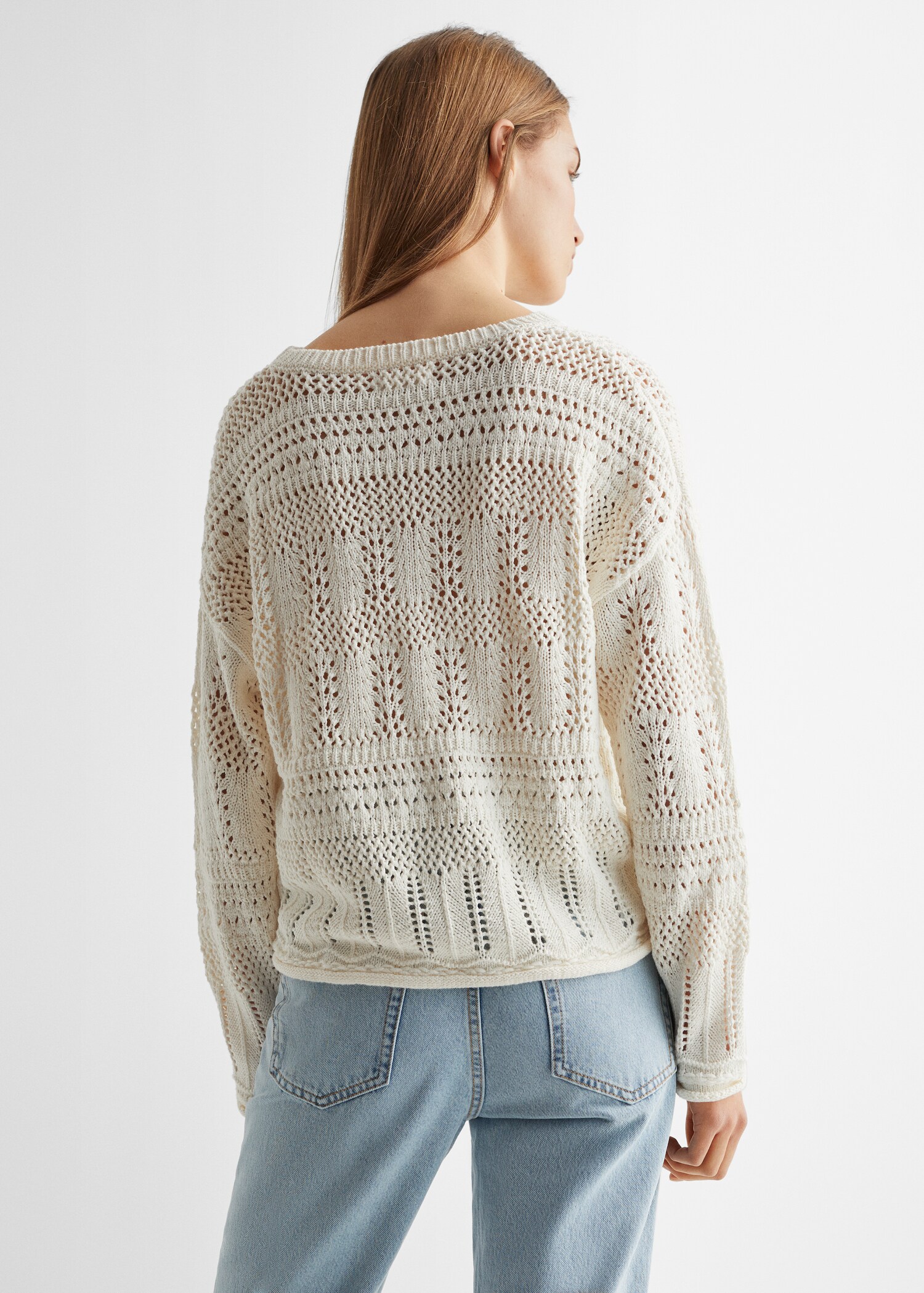 Rundhals-Pullover mit Lochmuster - Rückseite des Artikels