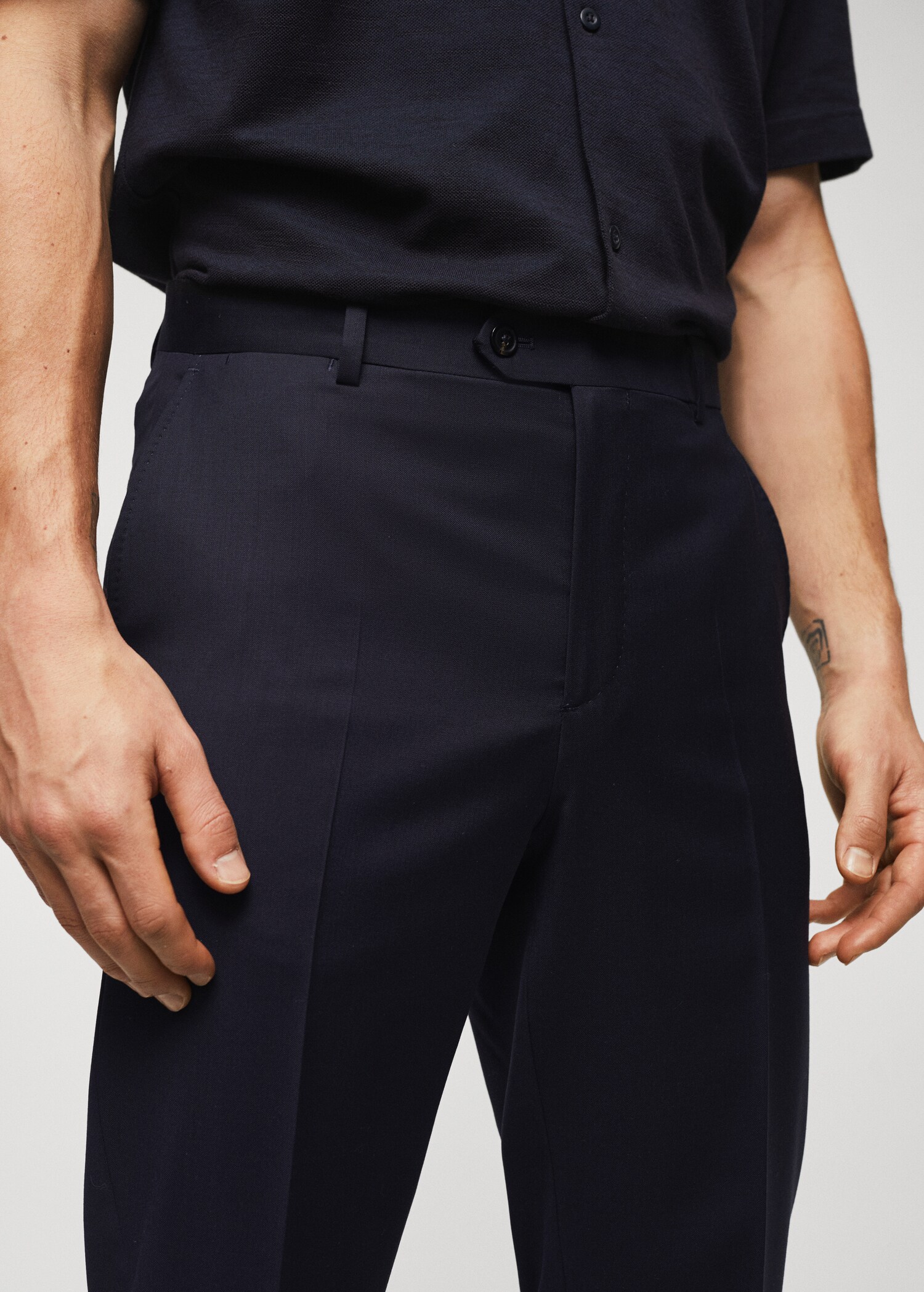Slim fit virgin wool suit trousers - Details of the article 1