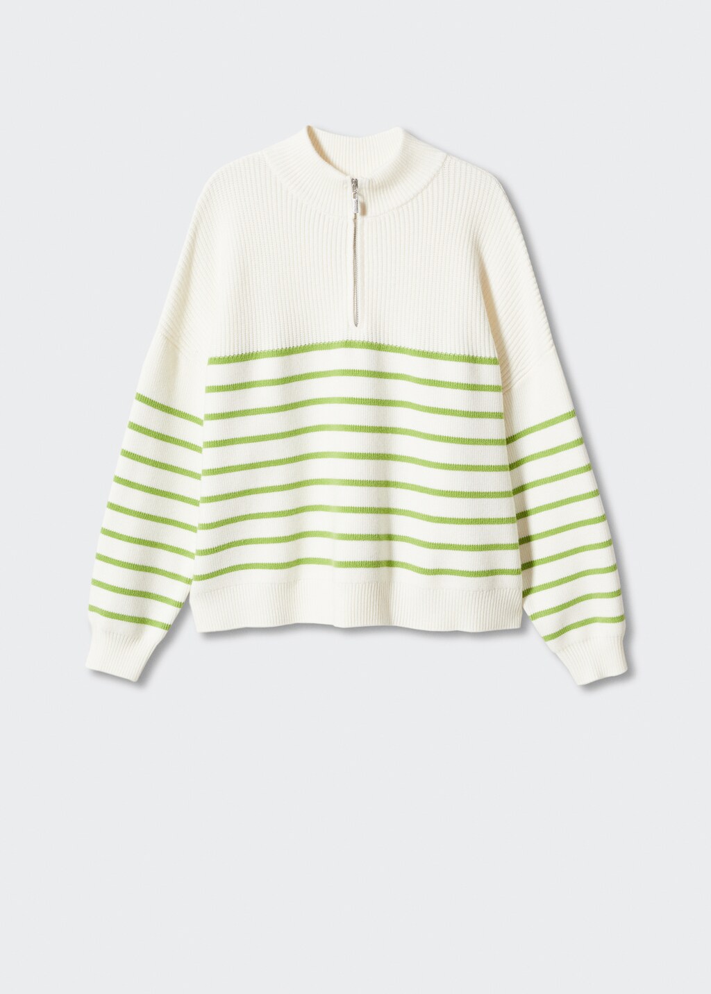 Mango half zip striped oversized jumper in ecru hotsell