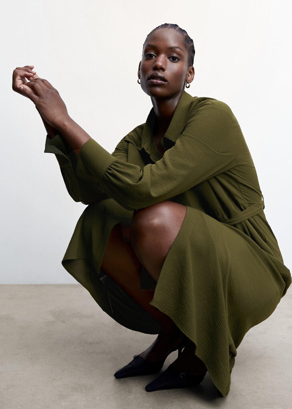 Mango belt shirt dress hotsell