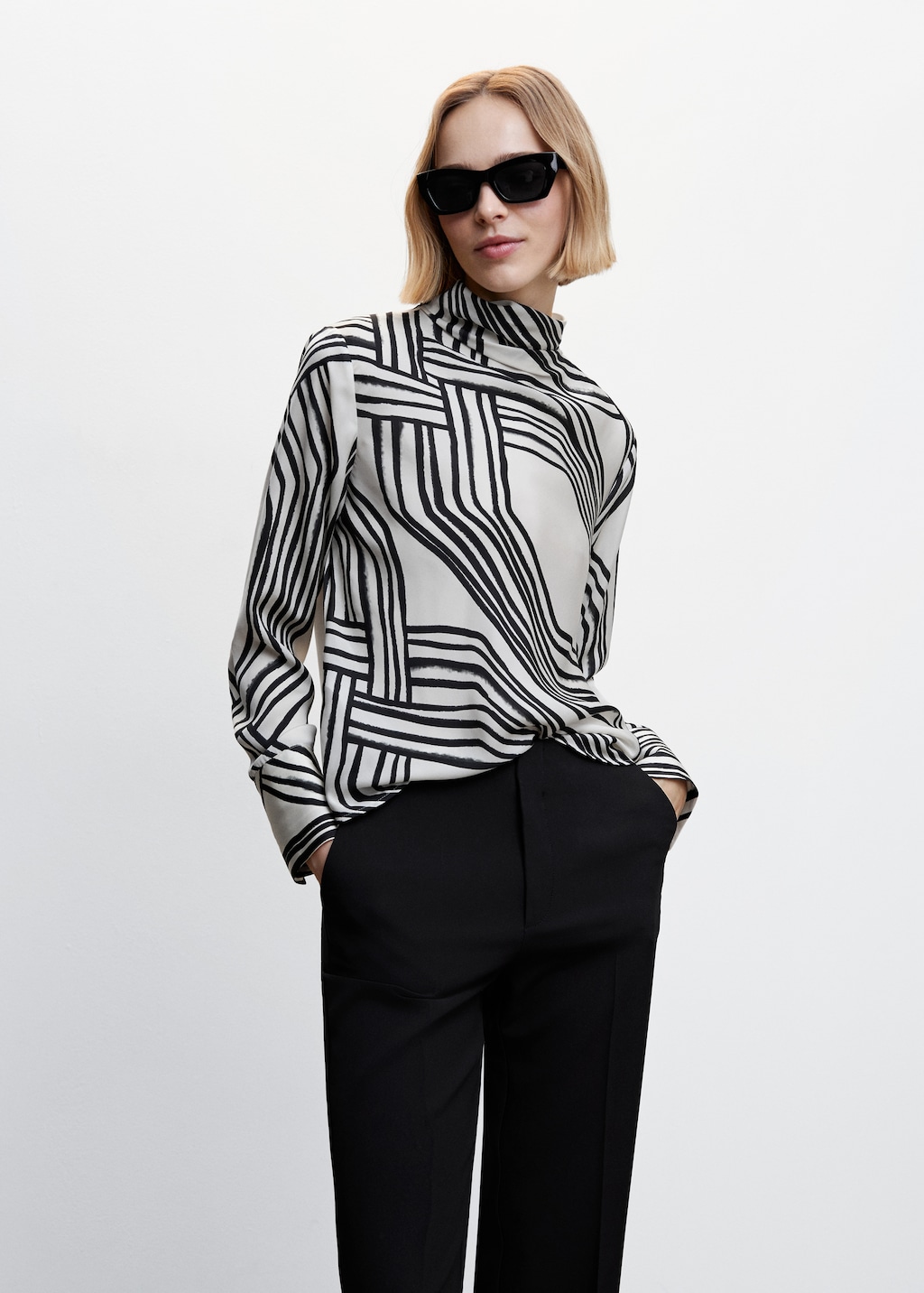 Satin print blouse - Woman | MANGO Taiwan area