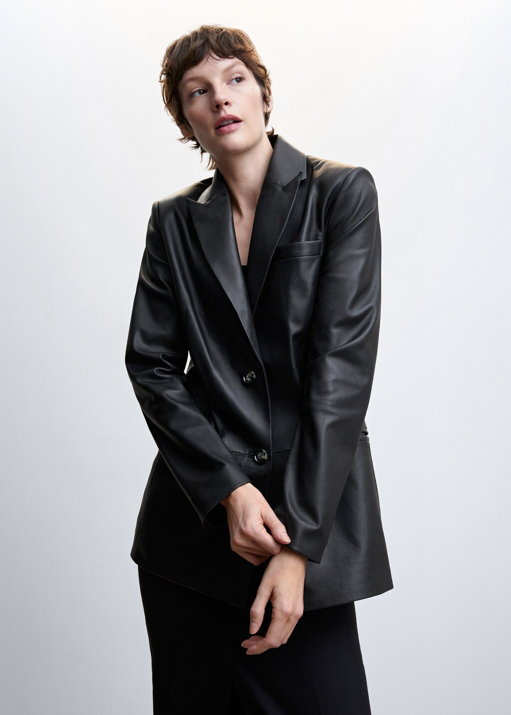 Mango leather blazer hot sale