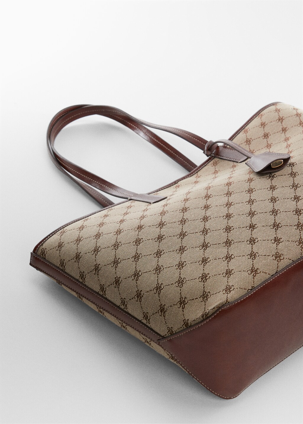 Mango jacquard printed baguette bag sale