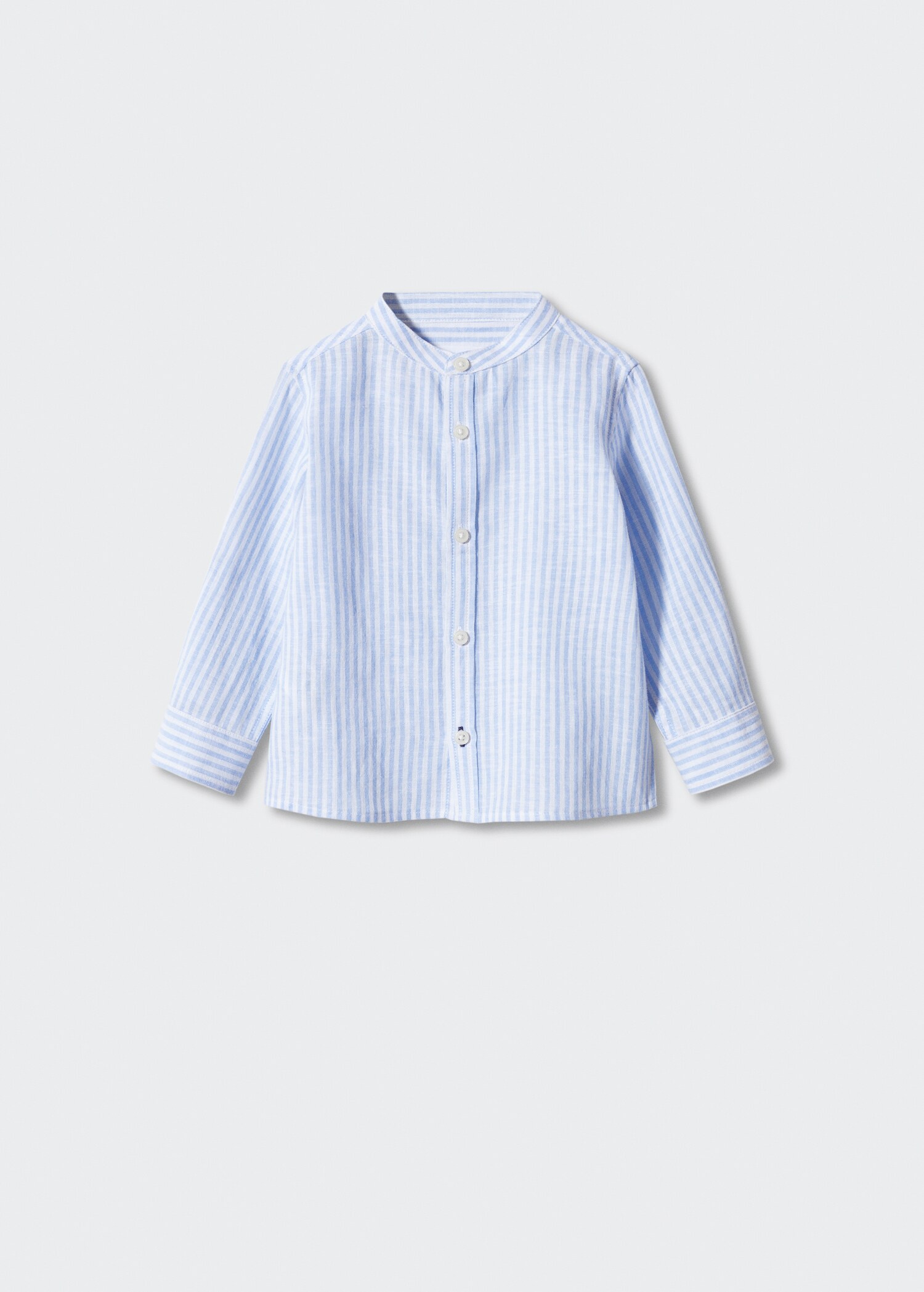 Striped mandarin-collar linen shirt - Article without model