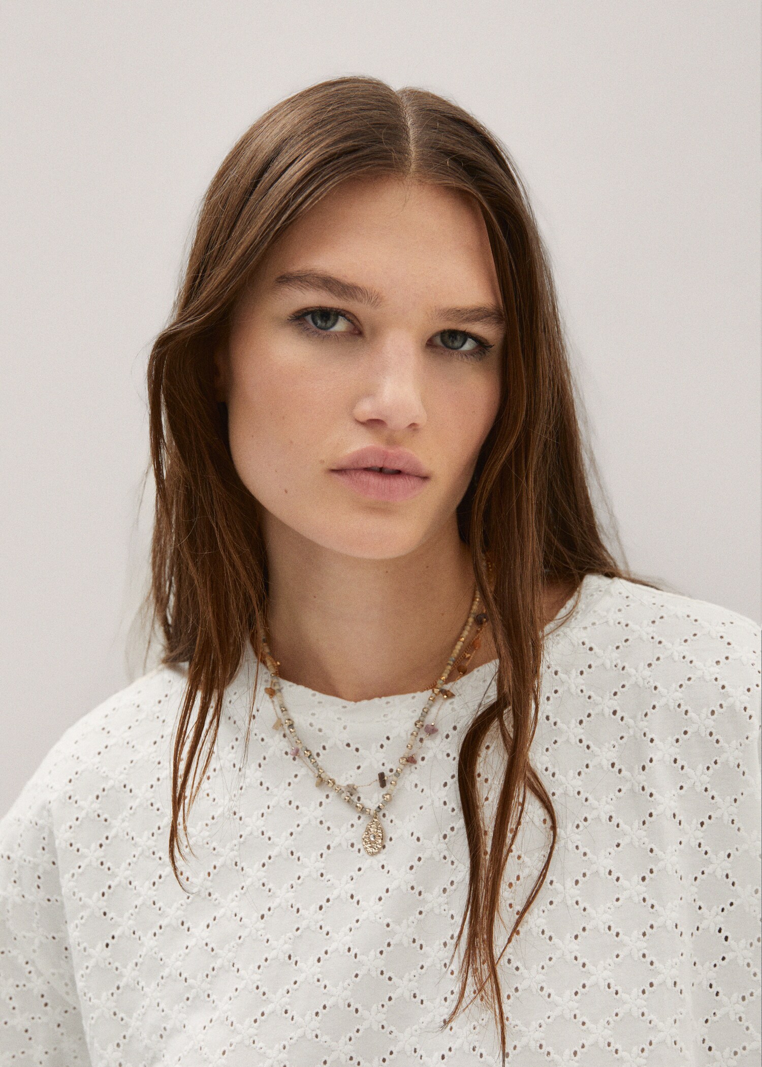 Openwork cotton-blend T-shirt - Details of the article 1