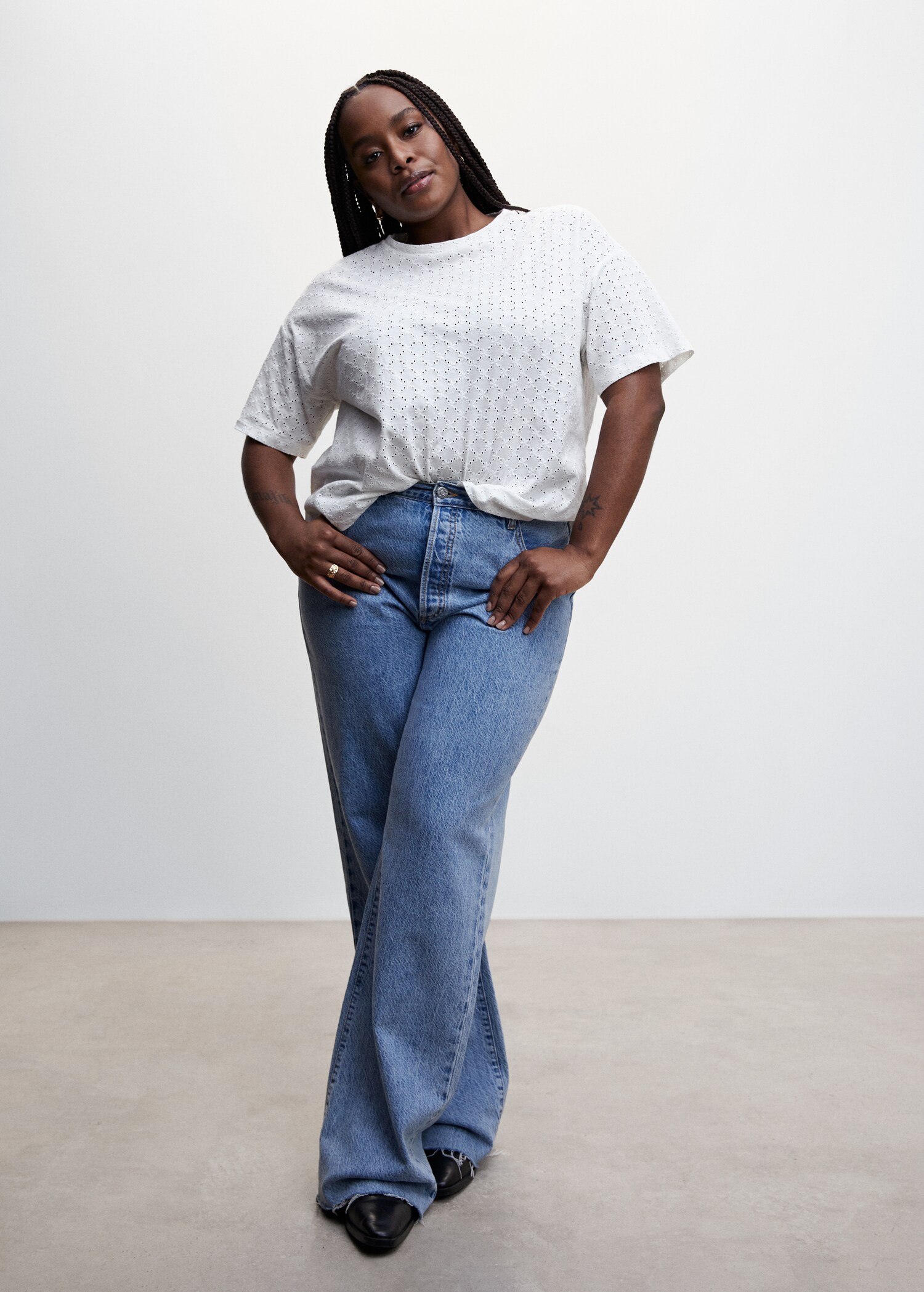 Openwork cotton-blend T-shirt - Details of the article 3