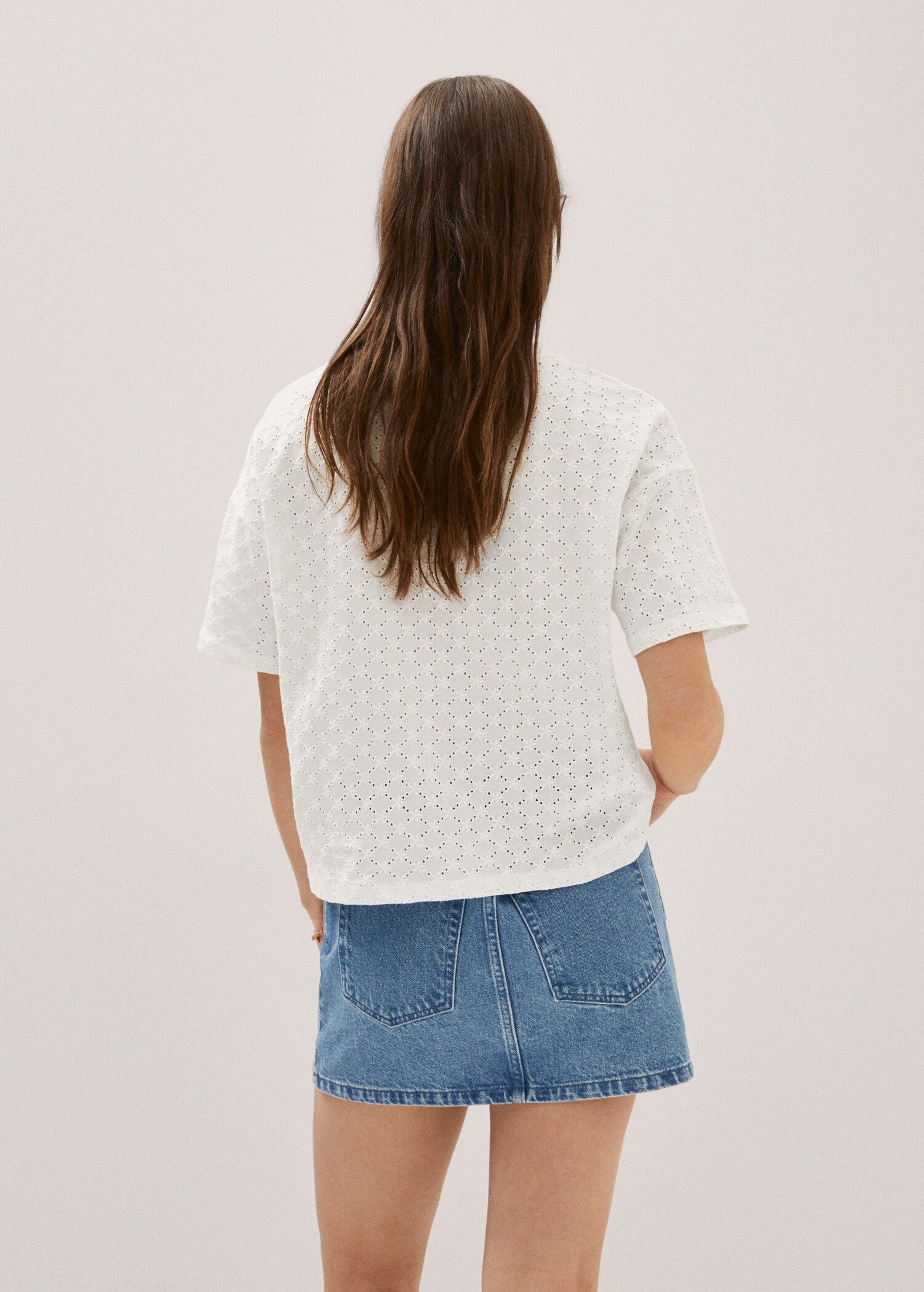 Openwork cotton-blend T-shirt - Reverse of the article