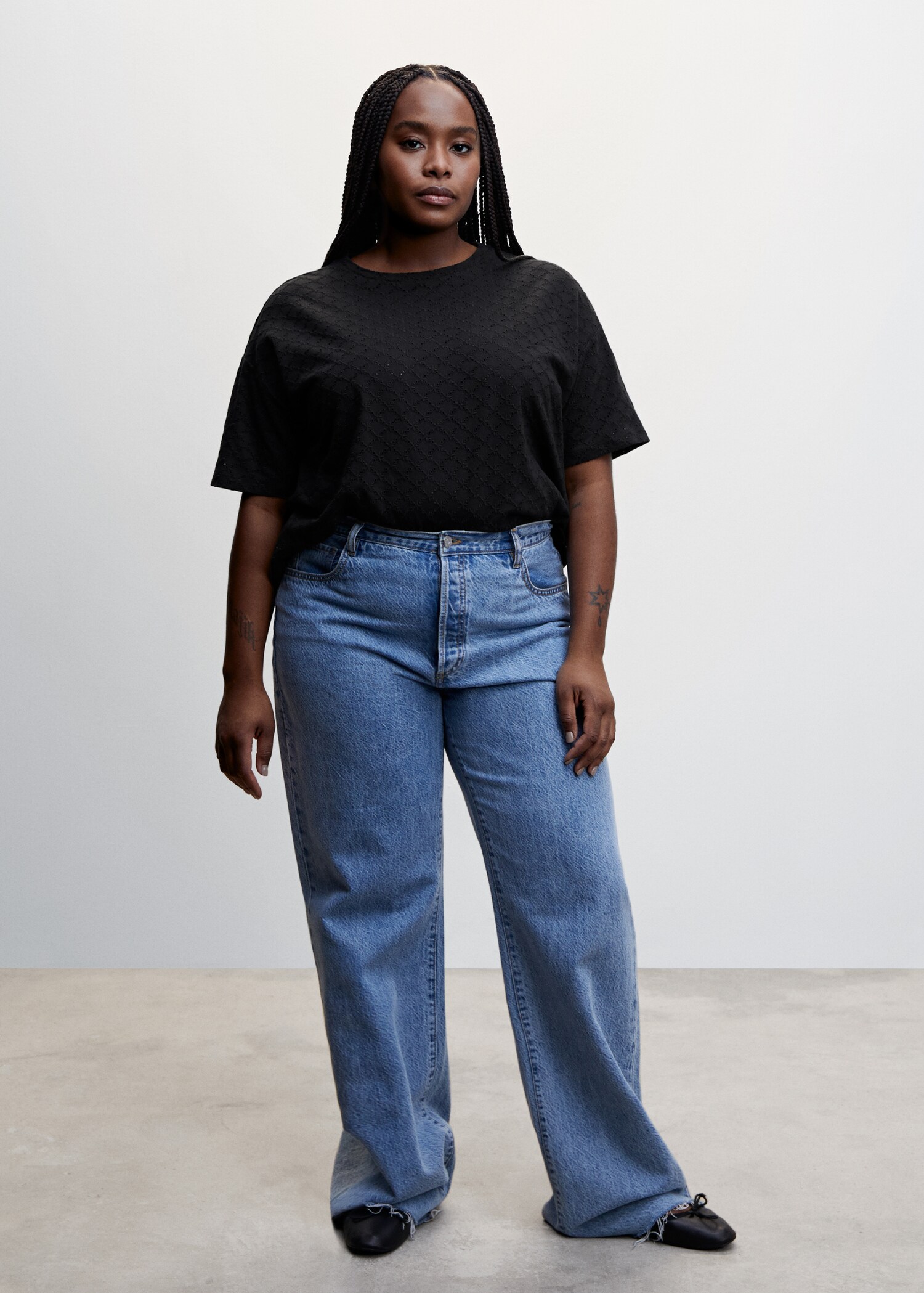 Openwork cotton-blend T-shirt - Details of the article 3