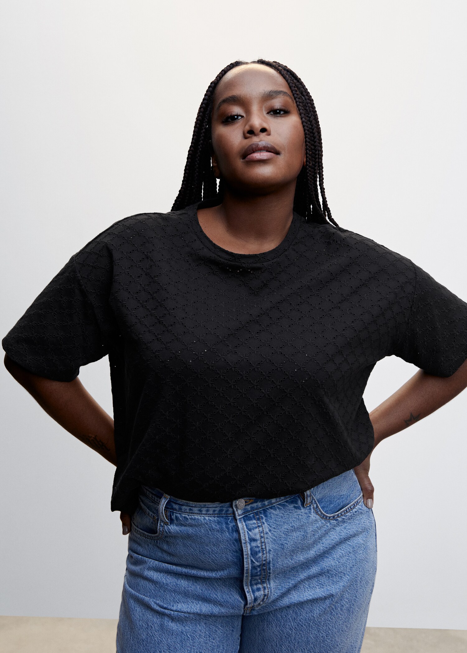 Openwork cotton-blend T-shirt - Details of the article 5