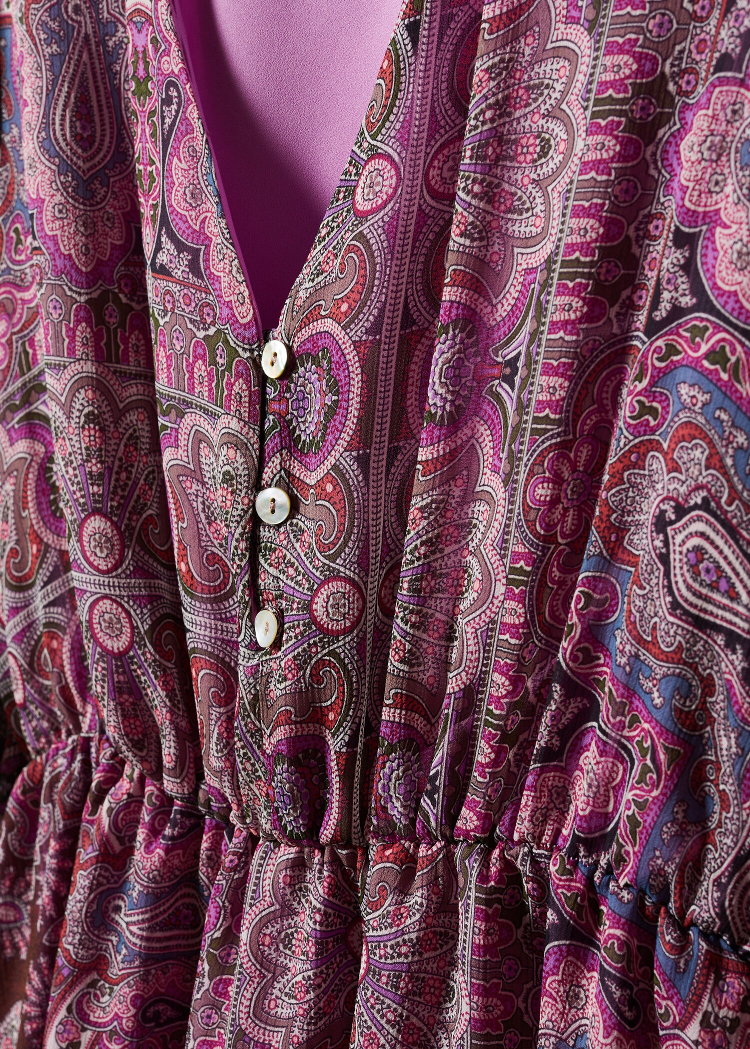 เดรสพิมพ์ลาย Paisley มีกระดุม - รายละเอียดของสินค้า 8