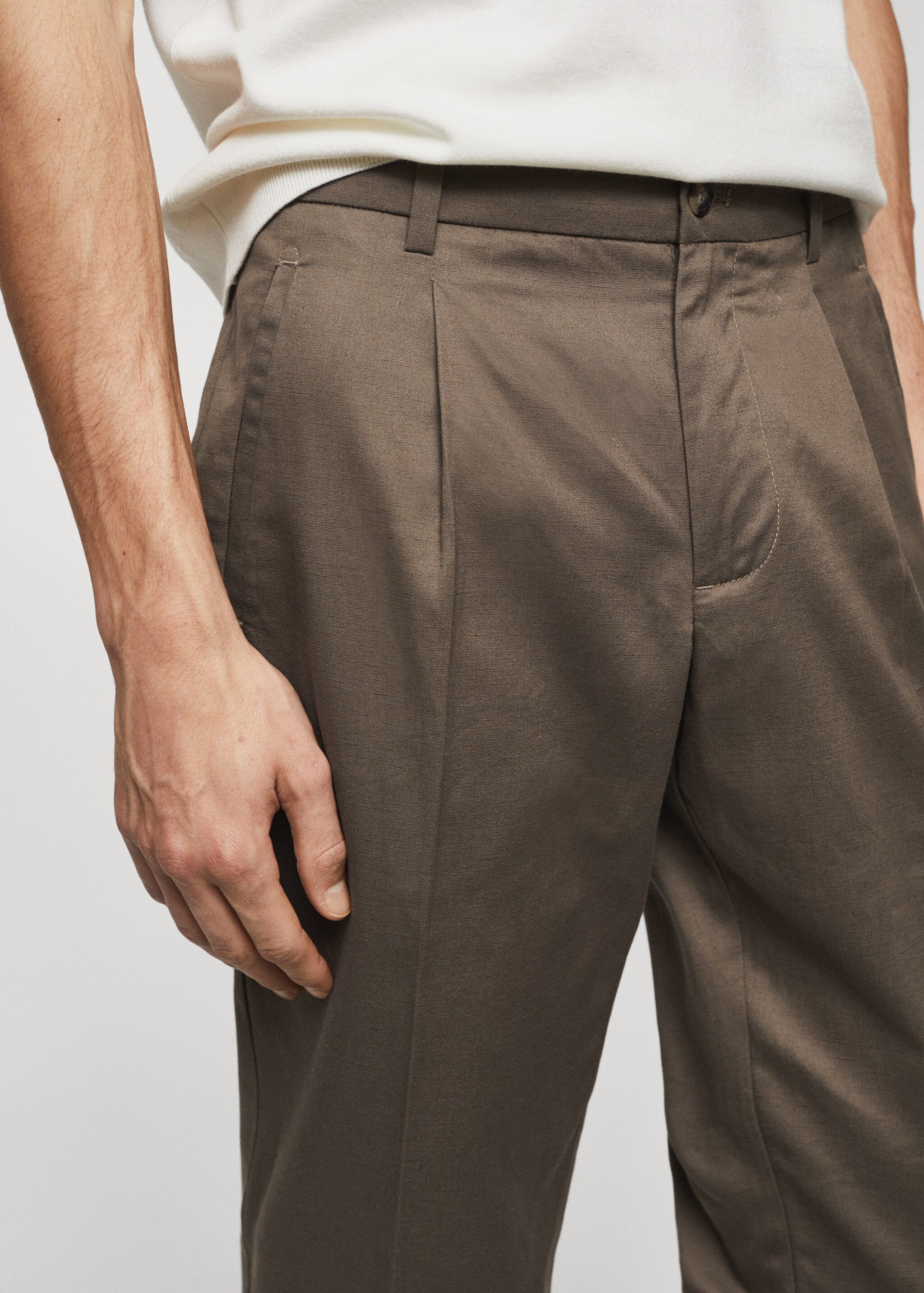 Pleated cotton linen trousers - Detaliu al articolului 1