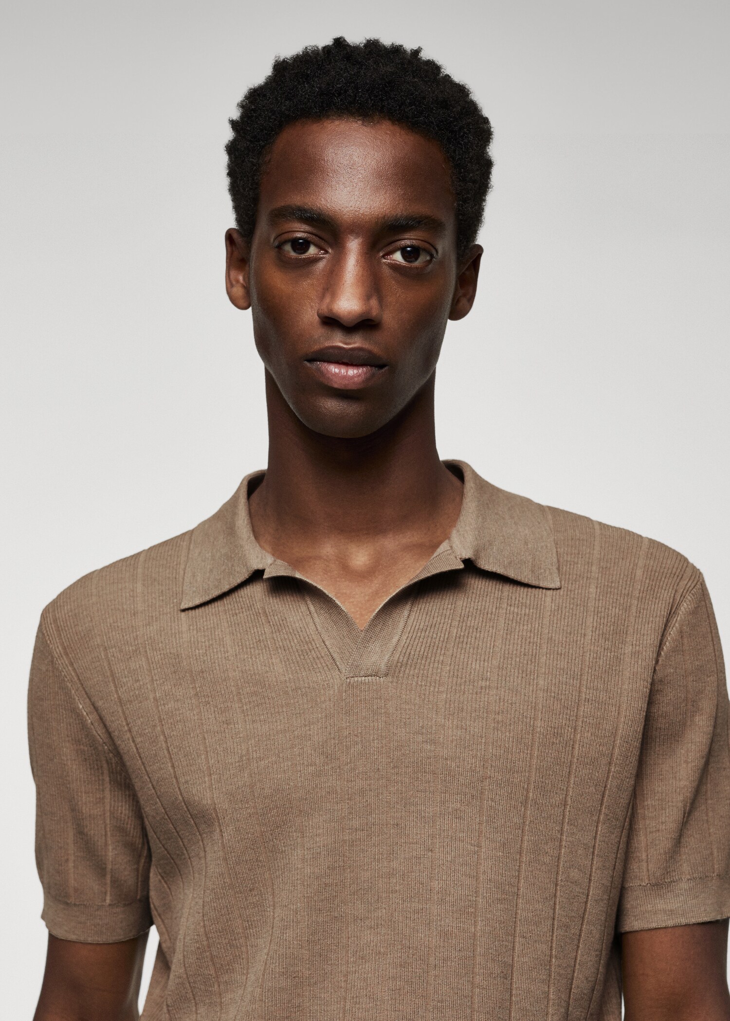 Structured modal knitted polo shirt - Details of the article 1