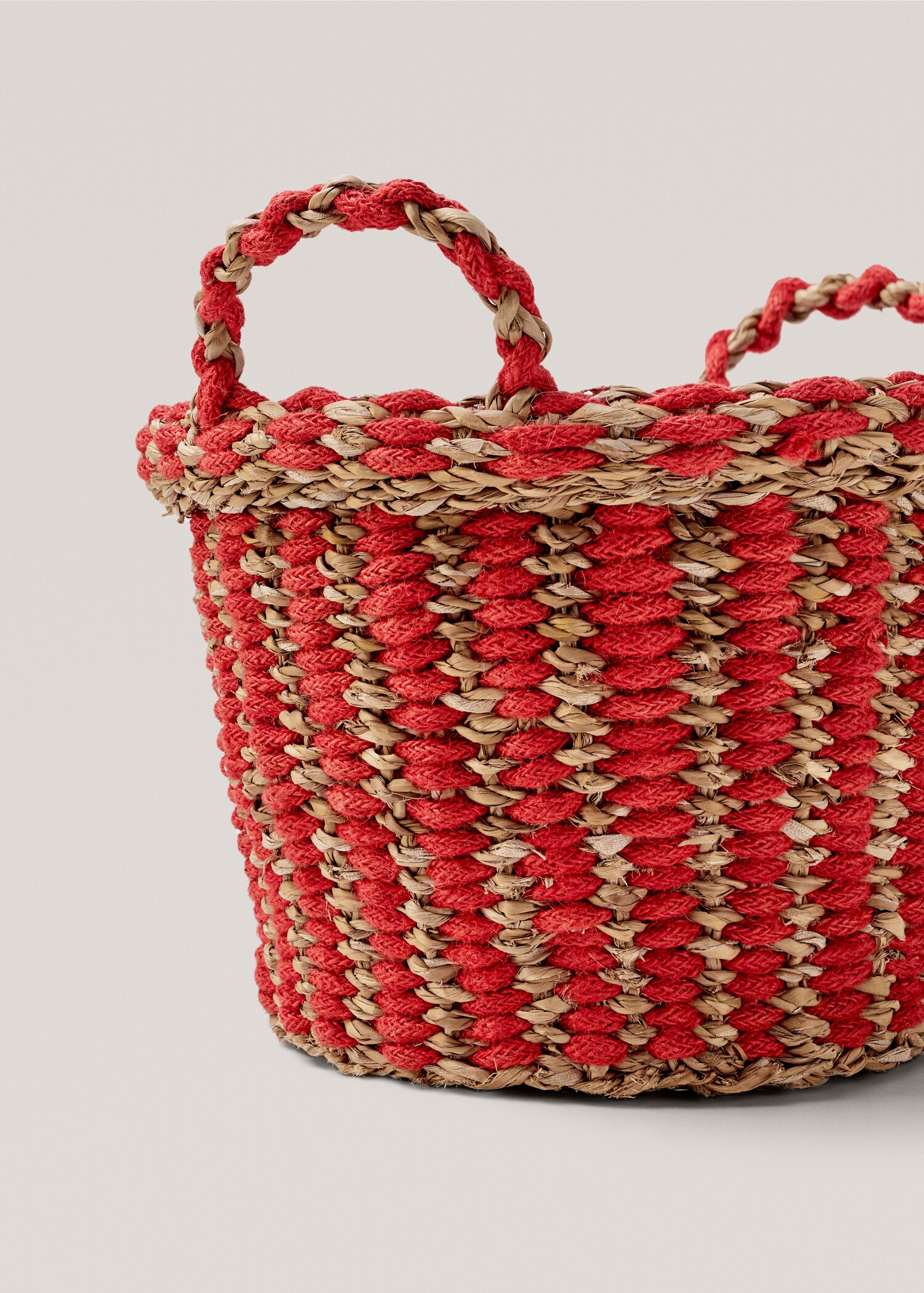 Coș combinat din iută și rogoz 35x27 cm - Detaliu al articolului 1