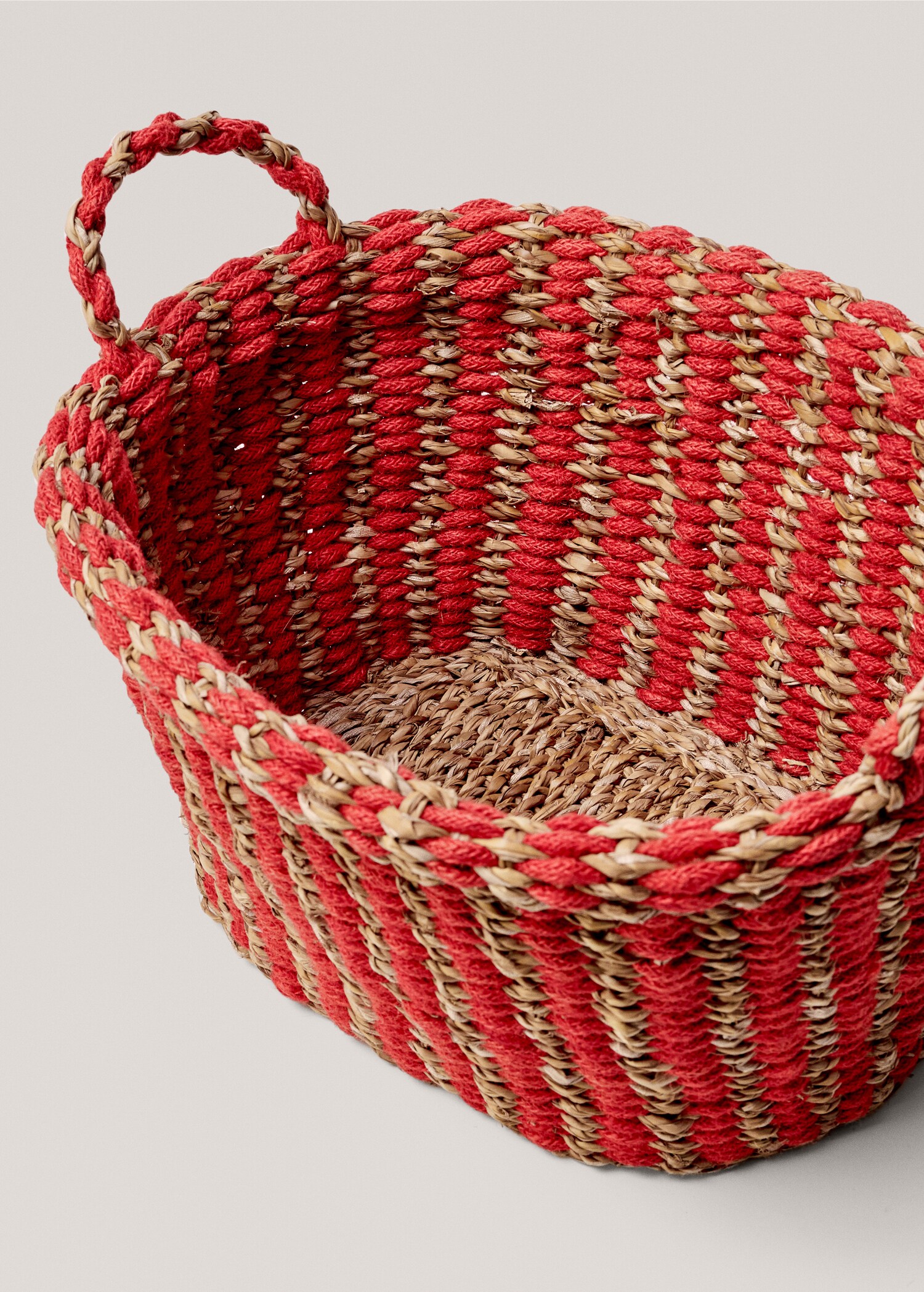 Coș combinat din iută și rogoz 35x27 cm - Detaliu al articolului 2