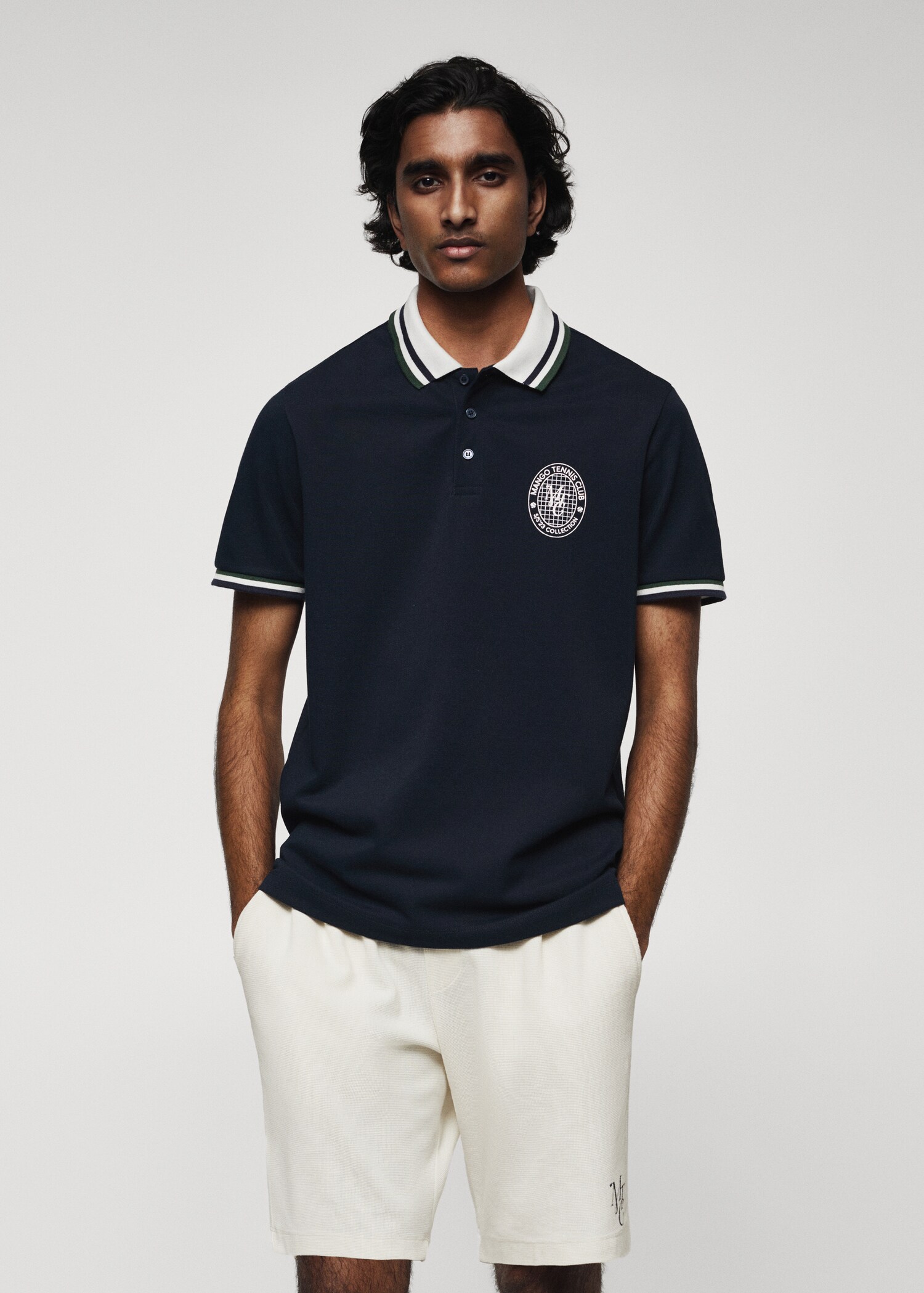 Printed cotton piqué polo shirt - Medium plane