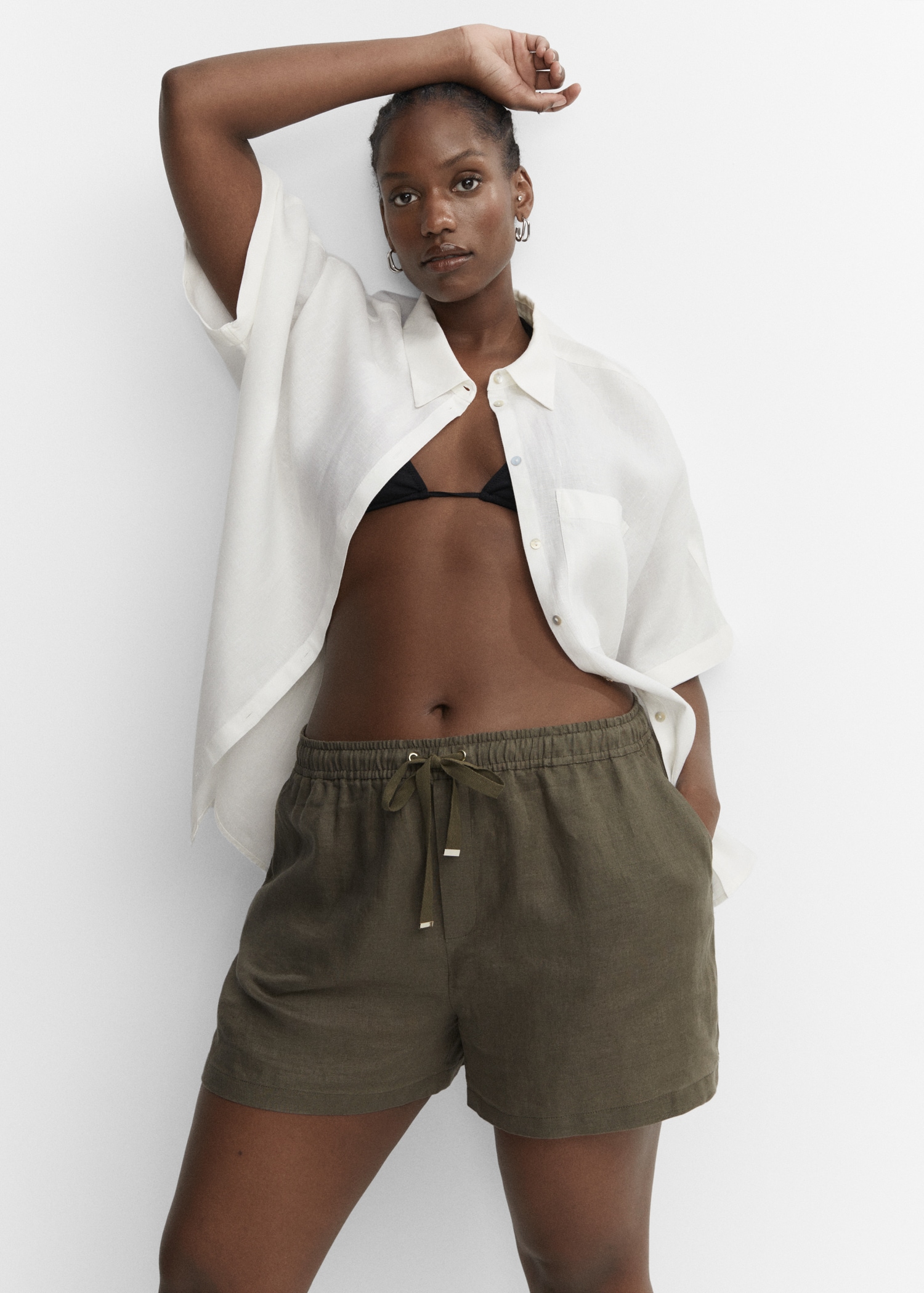 Linen shorts with drawstring - Main Image