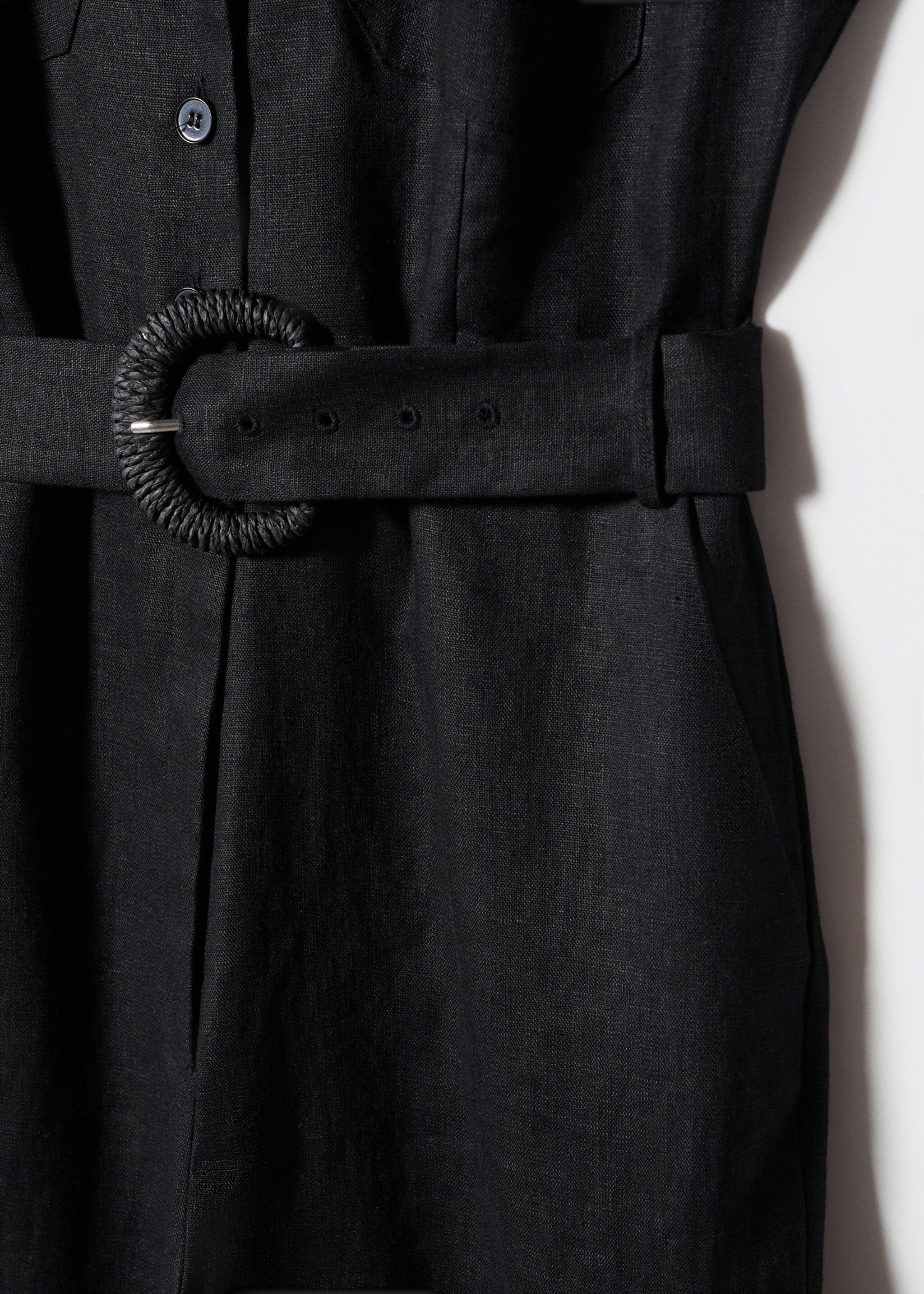 جمبوست من الكتان بحزام - تفاصيل المنتج 8, أسود. Ref: 47027107-00.