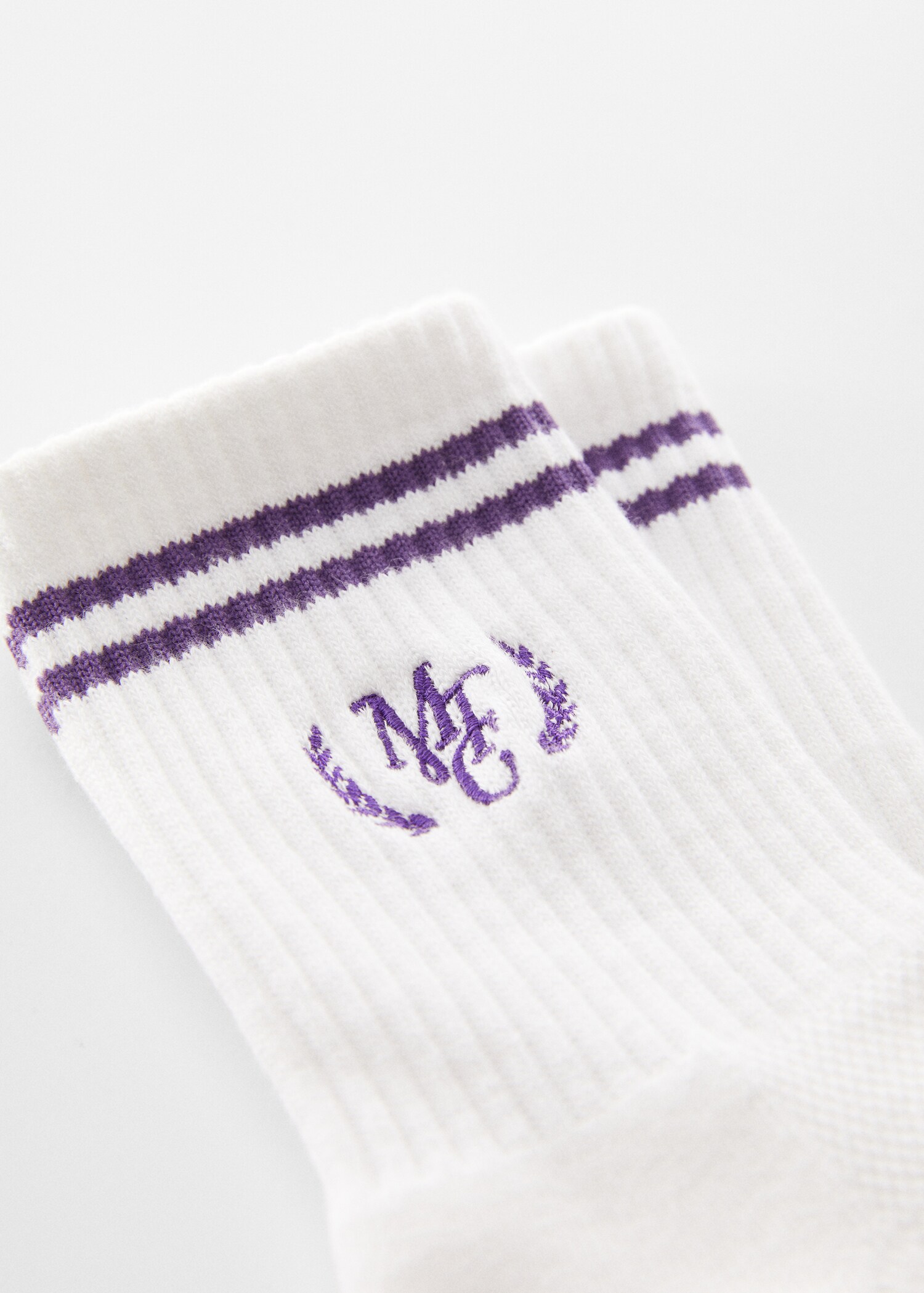 Embroidered double stripe socks - Medium plane