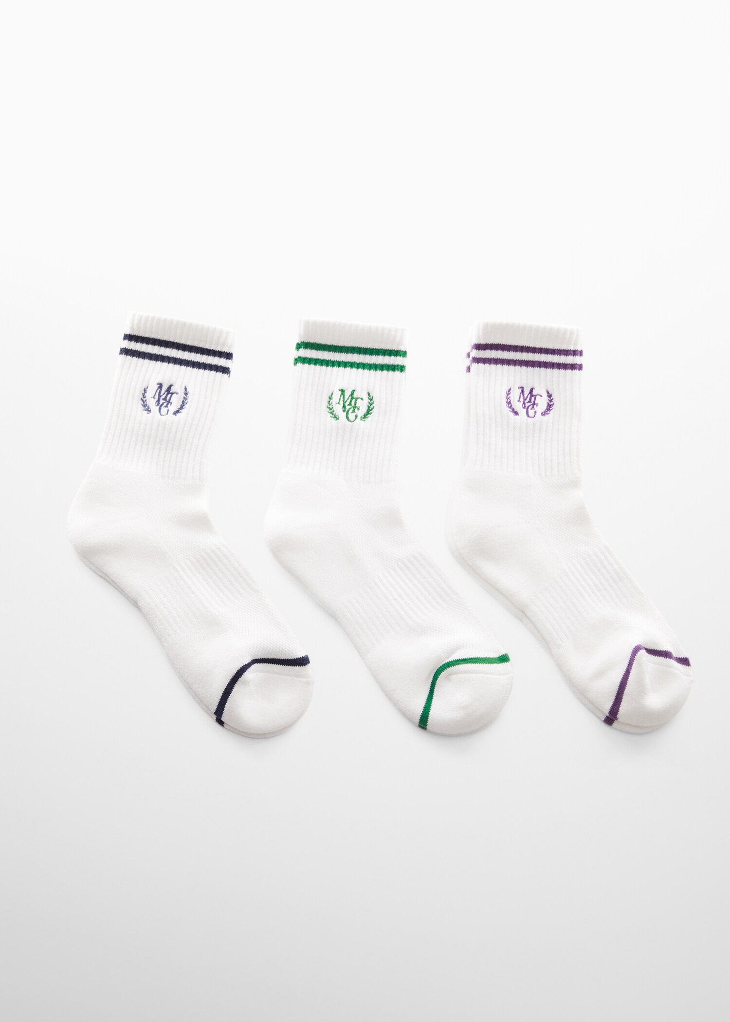 Embroidered double stripe socks - Details of the article 1