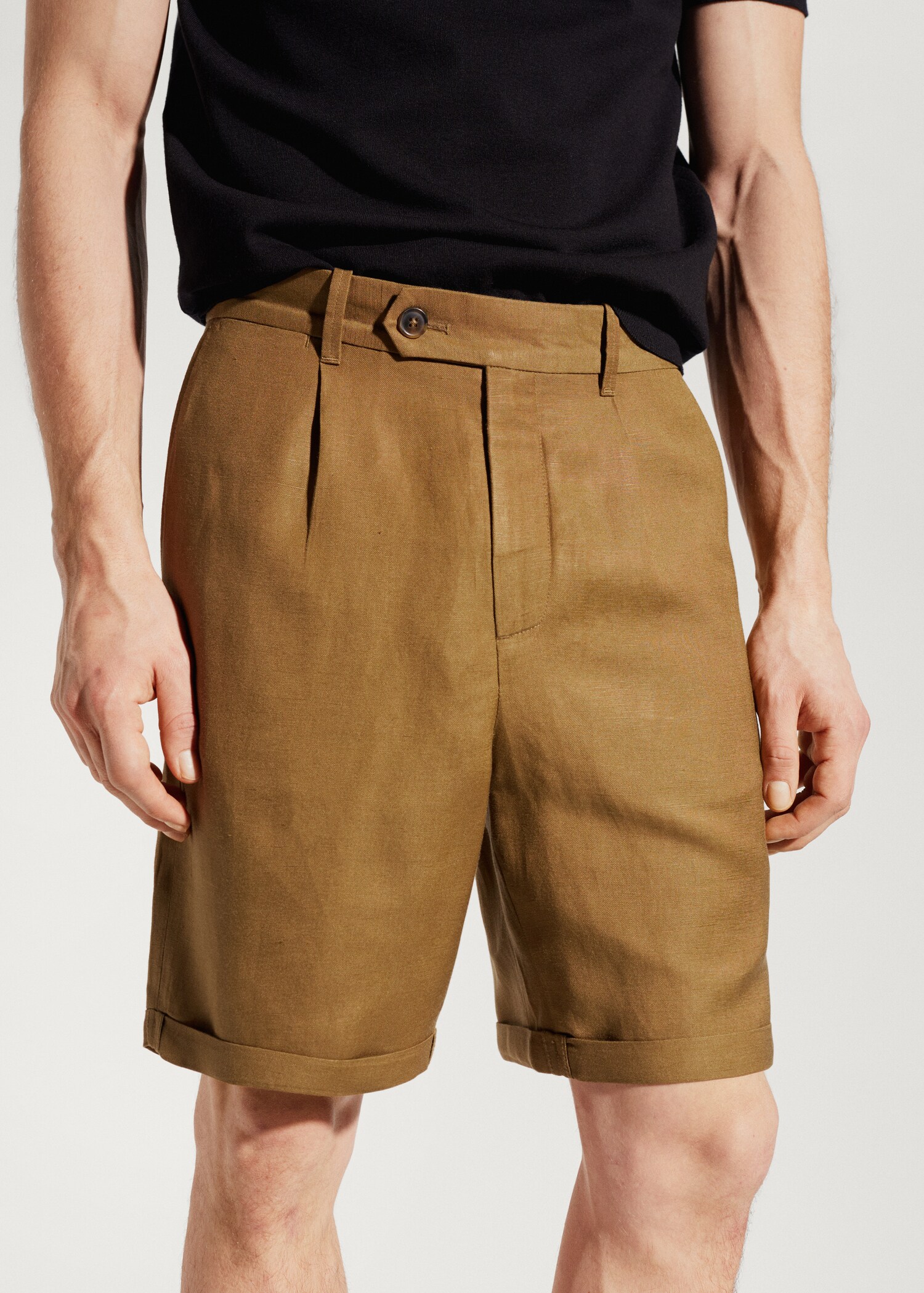 Linen-blend Bermuda shorts - Details of the article 1