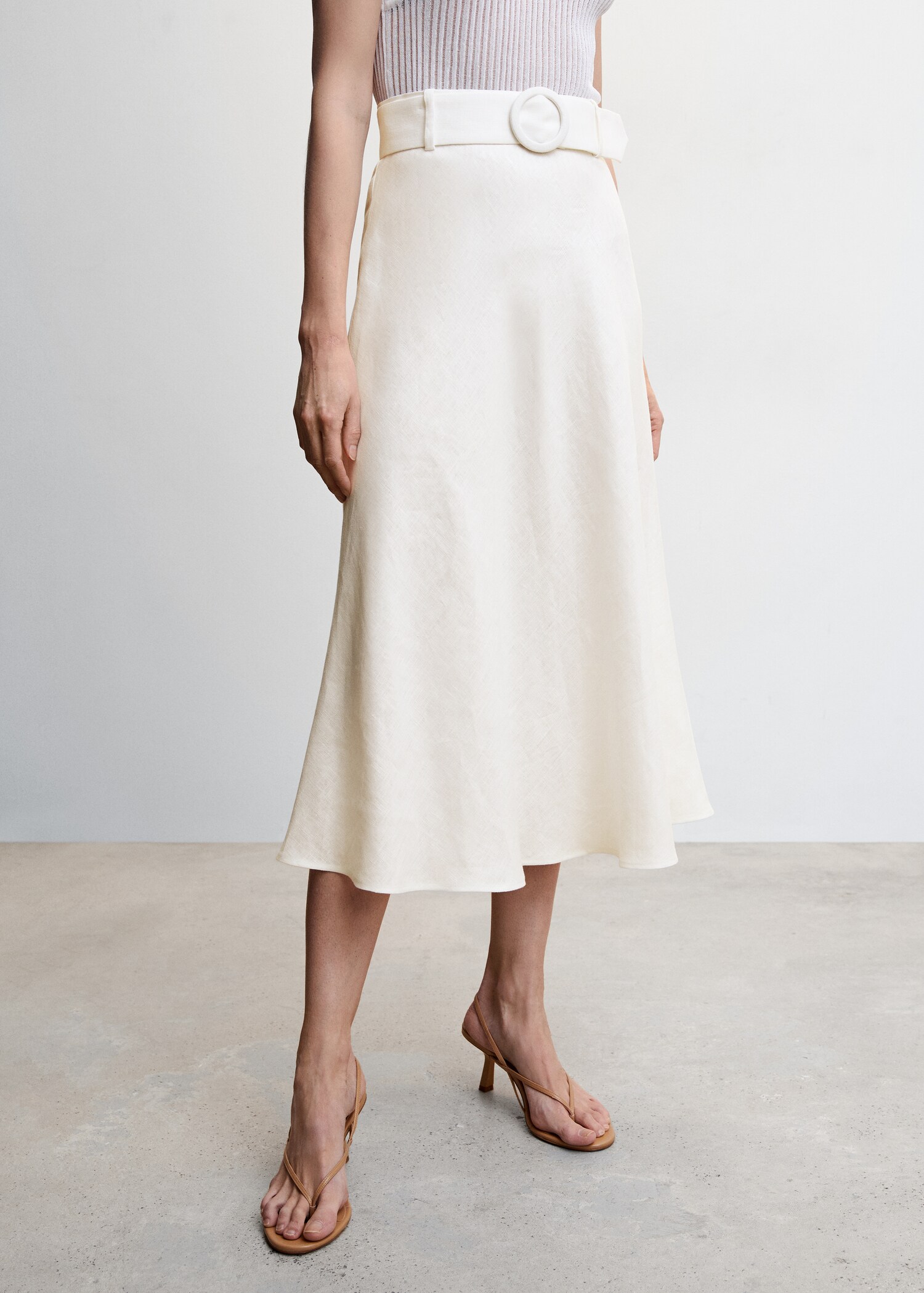 Linen skirt with belt - Medium plane