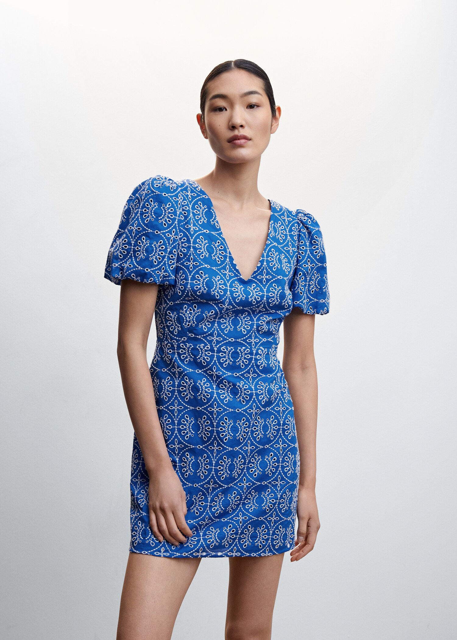 Embroidered open back dress - Medium plane