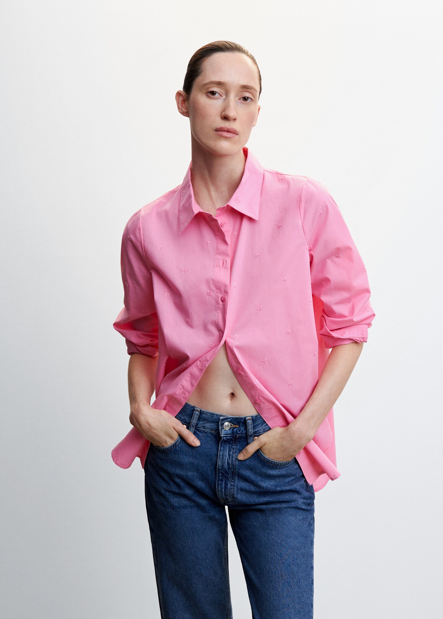 Embroidered flowers shirt - Medium plane