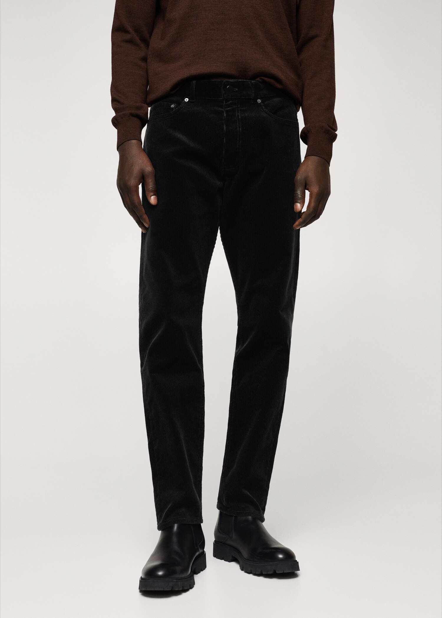 Slim fit corduroy trousers - Medium plane