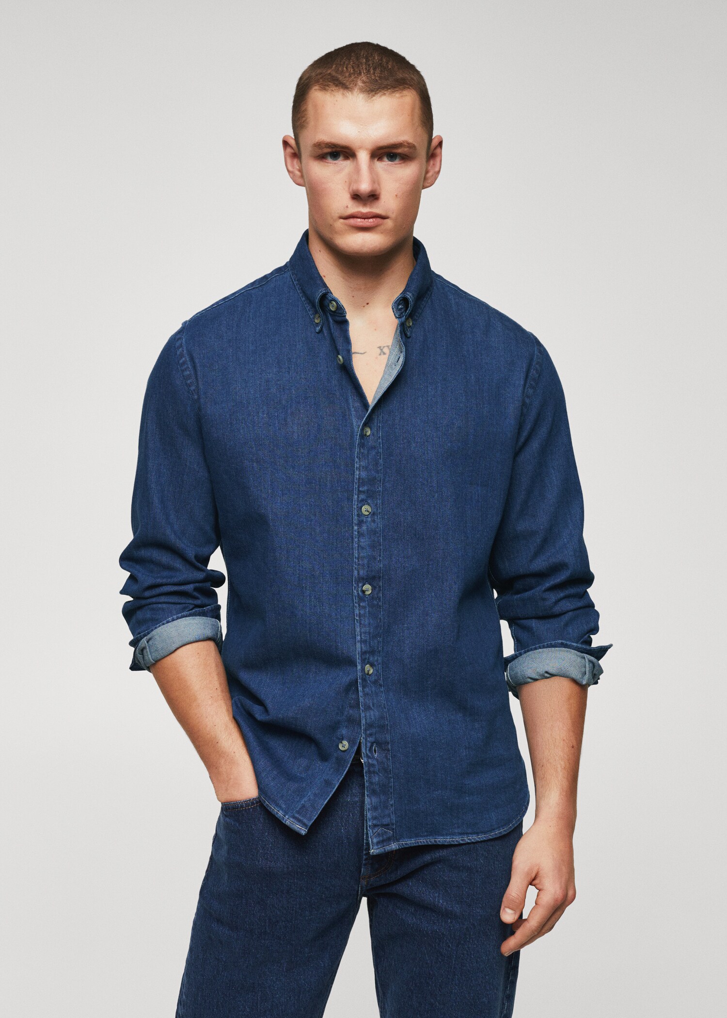 Slim Fit-Jeanshemd - Mittlere Ansicht