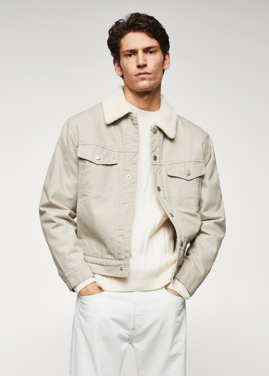 Chinese collar denim jacket for mens 2025